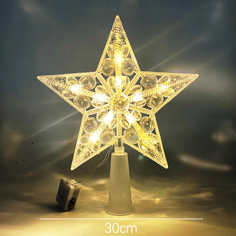 Décoration de sapin de Noël avec LED, Étoile décorative pour sapin de Noël, Décoration de Noël à piles, Lumière LED pour sapin de Noël, 30 cm - 5