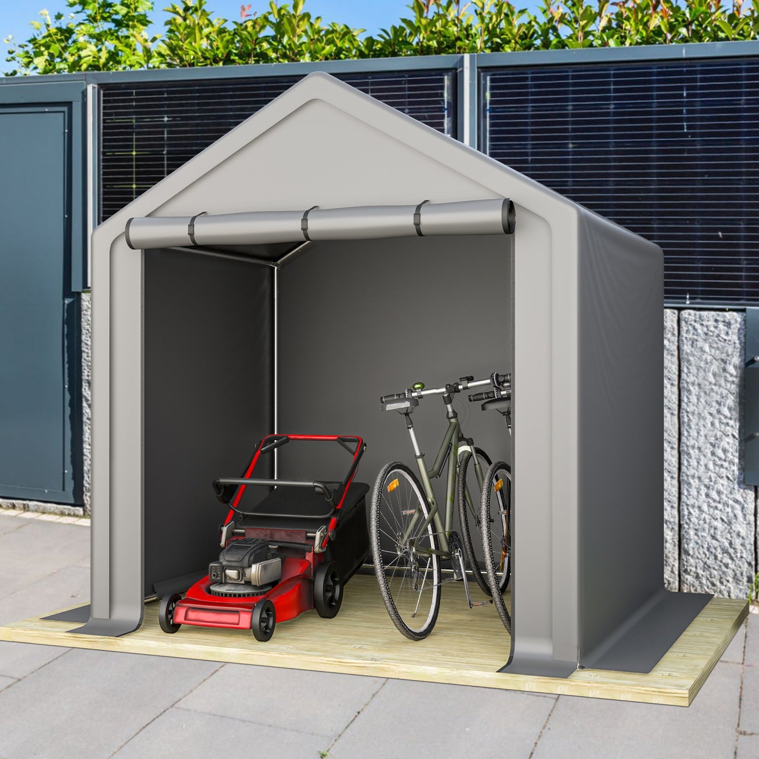 Abri à outils, garage de rangement, 190×170×200 cm, gris foncé - 8