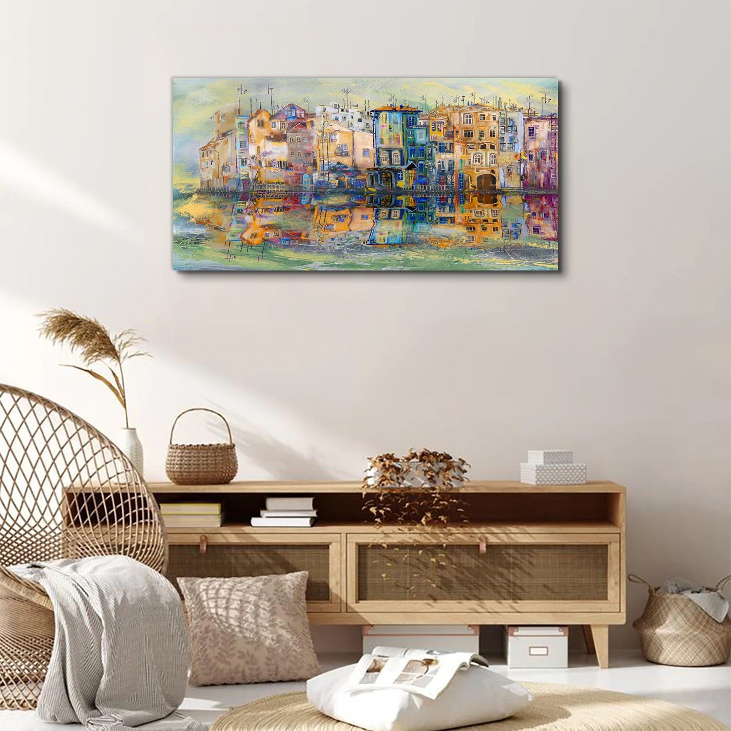 Tableau sur Toile 100x50 cm Tulup – Impression Murale, Idéal pour Salon et Chambre – Ville sur l'eau - 3