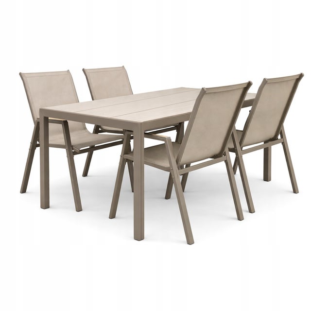 Zestaw mebli ogrodowych balkon stół Allen Pro 130x70S + 4x krzesło Pola KD taupe