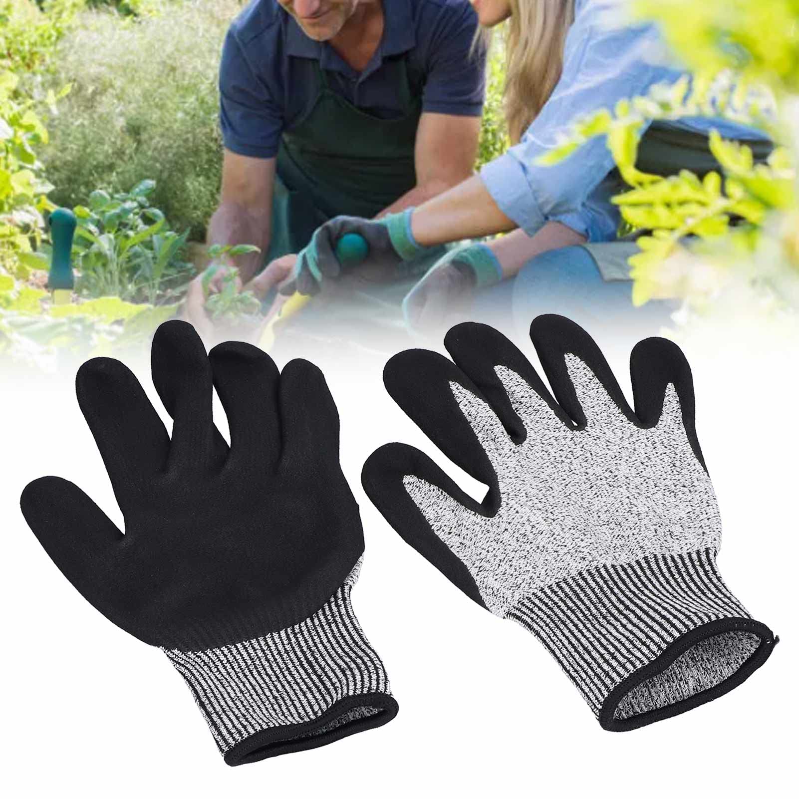 Gants de chantier anti-coupures niveau 5 protection caoutchoutée givrée antidérapante résistante à l'usure pour le jardinage travail du bois HPPE pet - 9