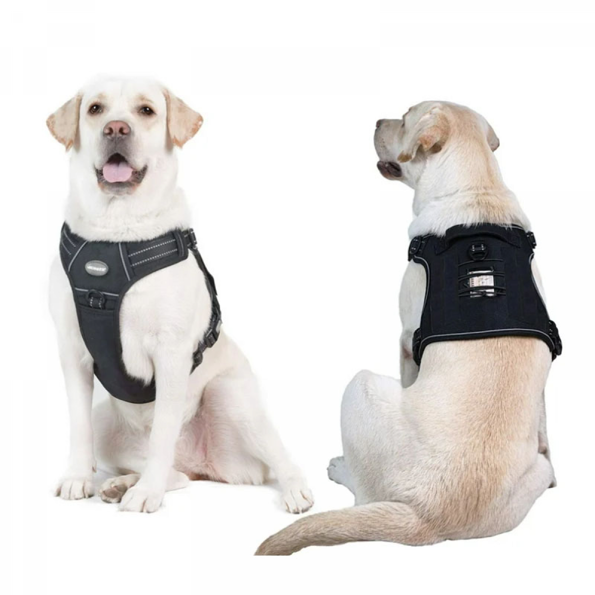 Arnês para cães sem tração, arnês tático para cães, arnês para cães, ajustável, respirável, (XL-preto) - 2