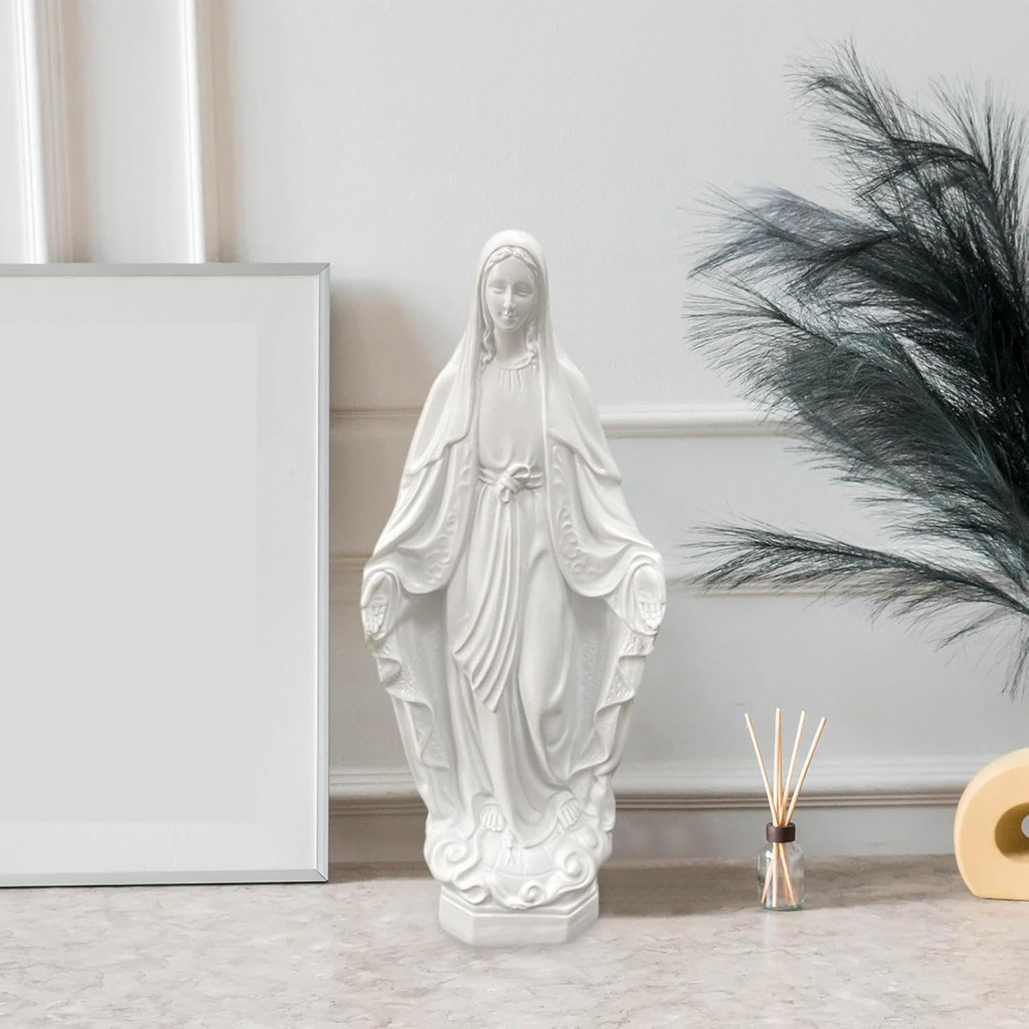 Figurine Religieuse Marie Mère De Dieu En Résine - Statue Déco Blanche Style B Paisible Pour Maison, Chambre Et Bureau