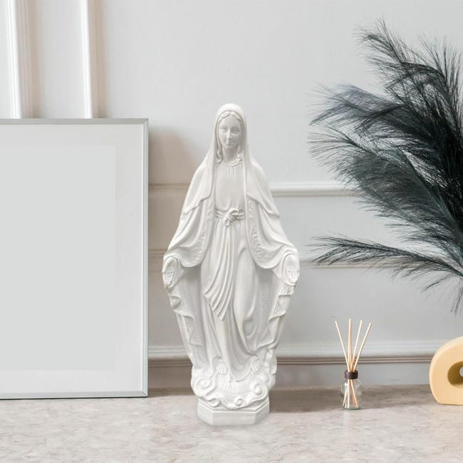 Figurine Religieuse Marie Mère De Dieu En Résine - Statue Déco Blanche Style B Paisible Pour Maison, Chambre Et Bureau