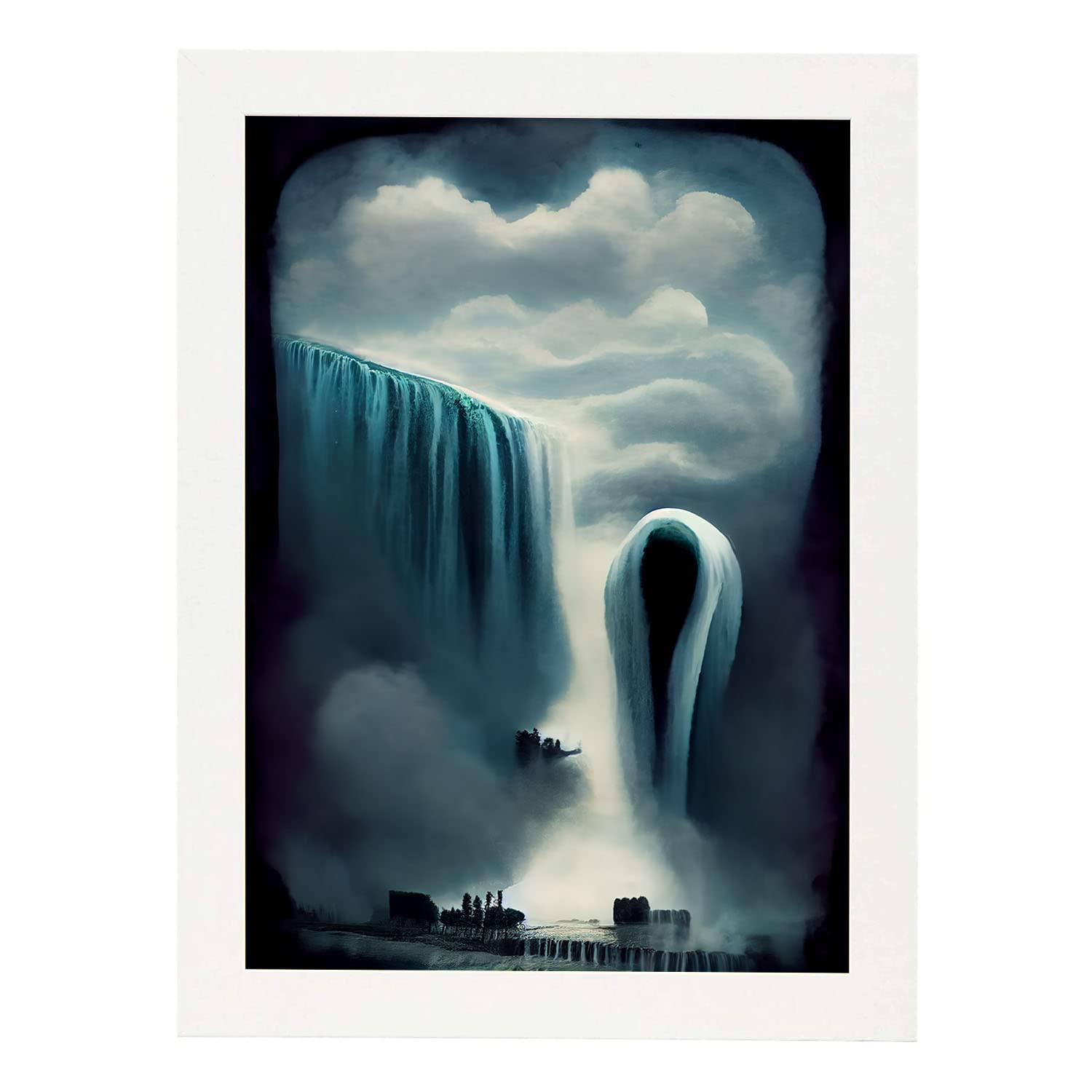 Nacnic lámina cataratas niagara curioso al estilo de t burton ilustraciones de monumentos ciudades paises inspiradas a3 marco blanco