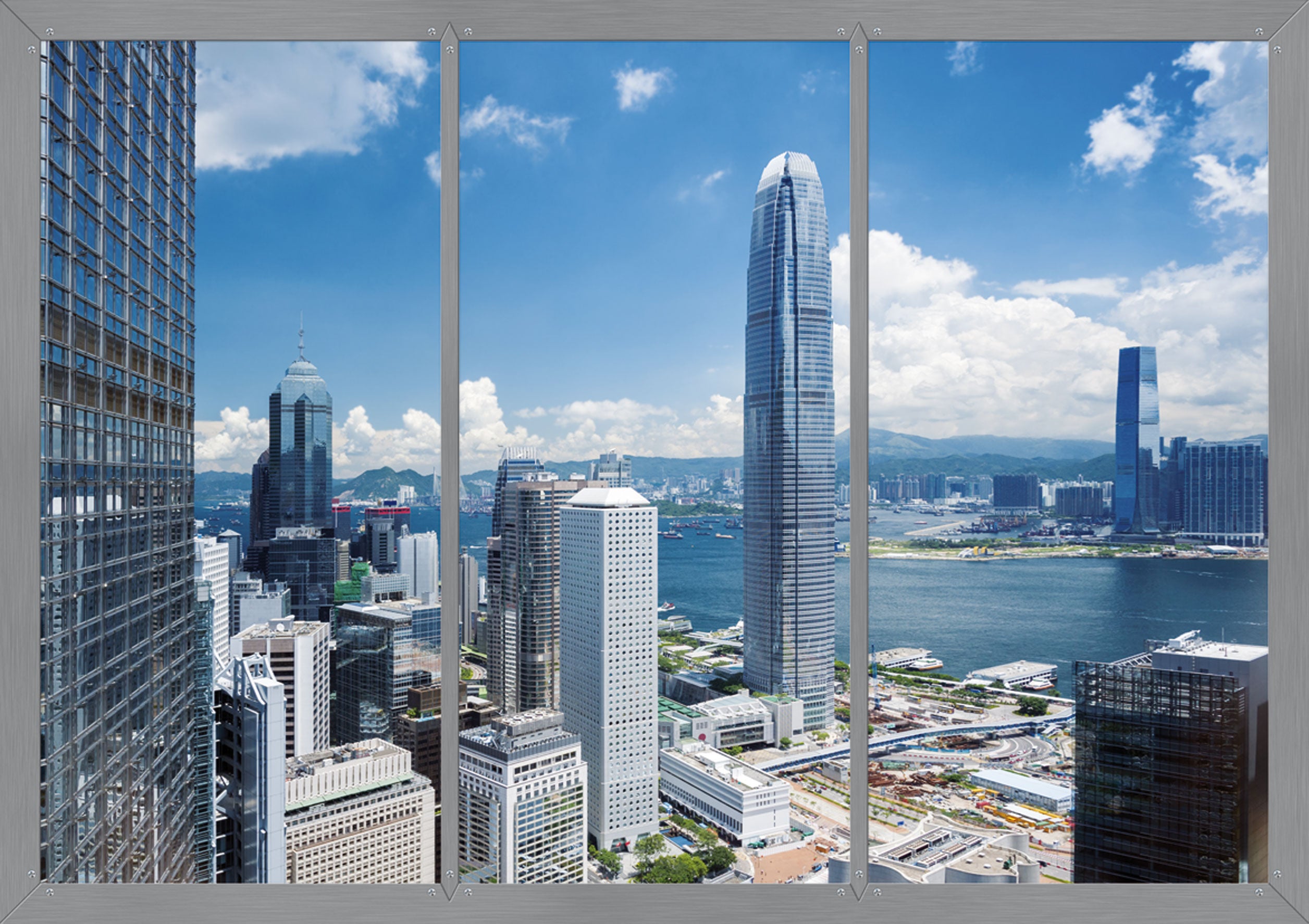Fotomural vista de la ciudad azul y gris - 360 x 254 cm - sanders & sanders