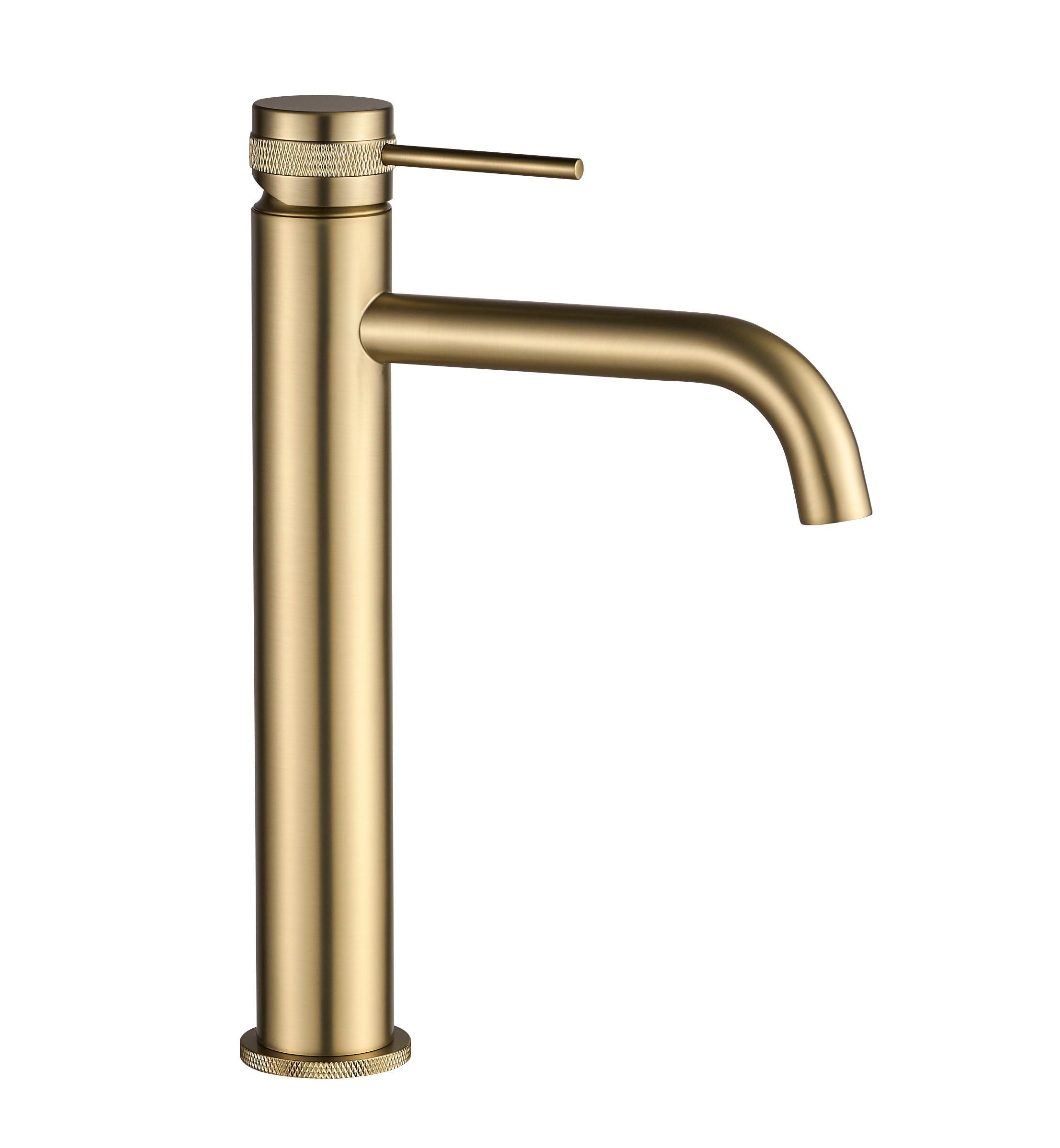 Bateria Umywalkowa REA Lungo Grip Złota Szczotkowana Wysoka