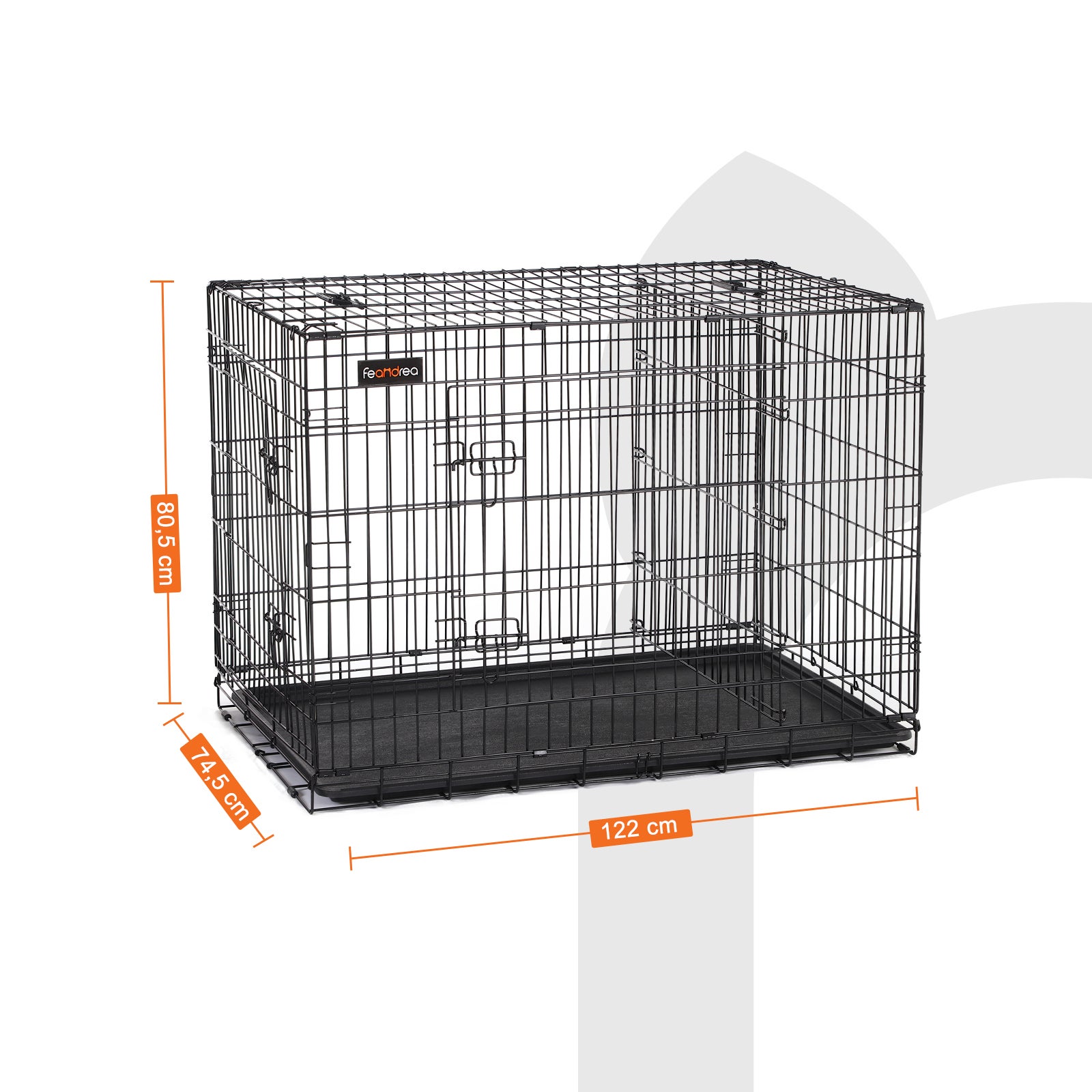 FEANDREA Cage pour Chien, avec 2 Portes, 122 x 74,5 x 80,5 cm, Noir - 5