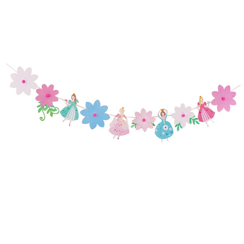 Girlanda papierowa z motywem wróżki kwiatowej tańcząca księżniczka dekoracja na urodziny i baby shower dla dziewczynek