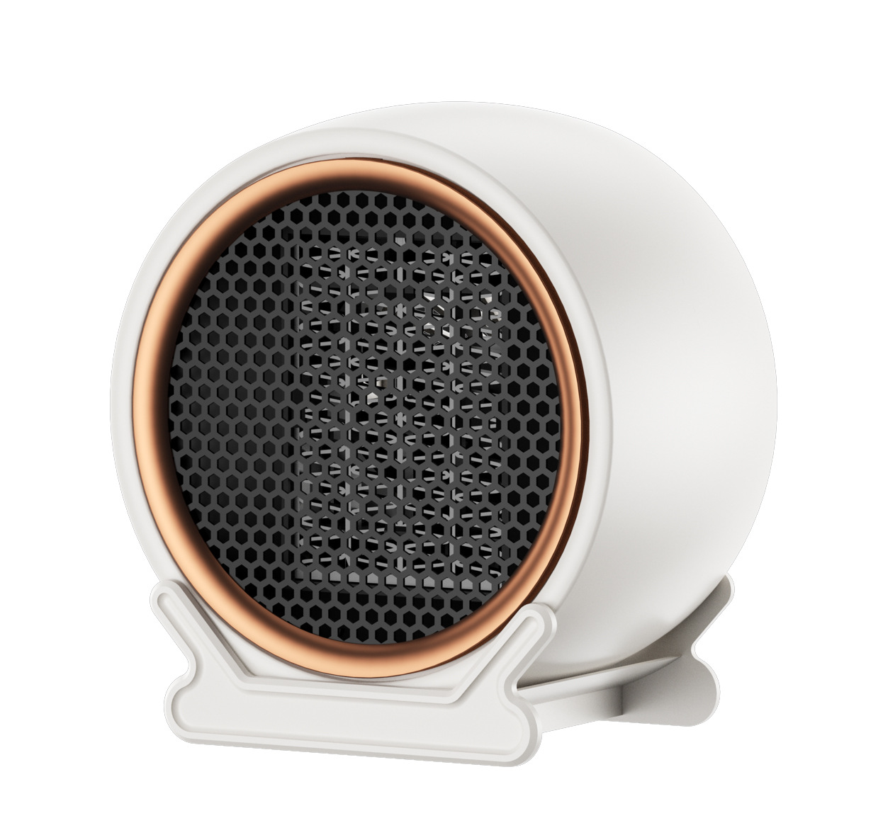 Mały biały grzejnik elektryczny, wydajny i szybko nagrzewający się wentylator, elektryczny grzejnik biurkowy do domu i biura.