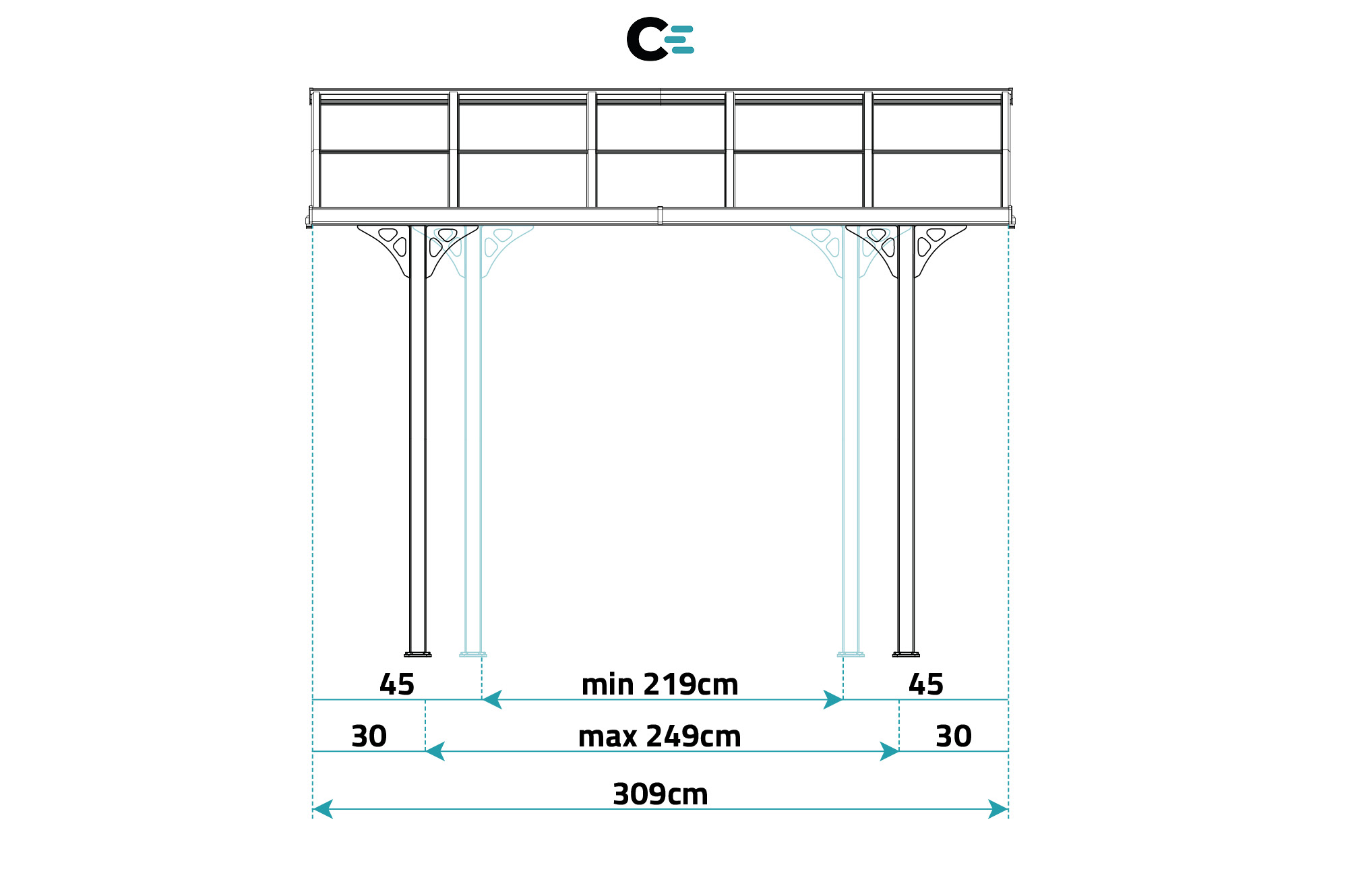 Pergola/Cochera adosada KLEO 3m x 3m aluminio Blanco - 9