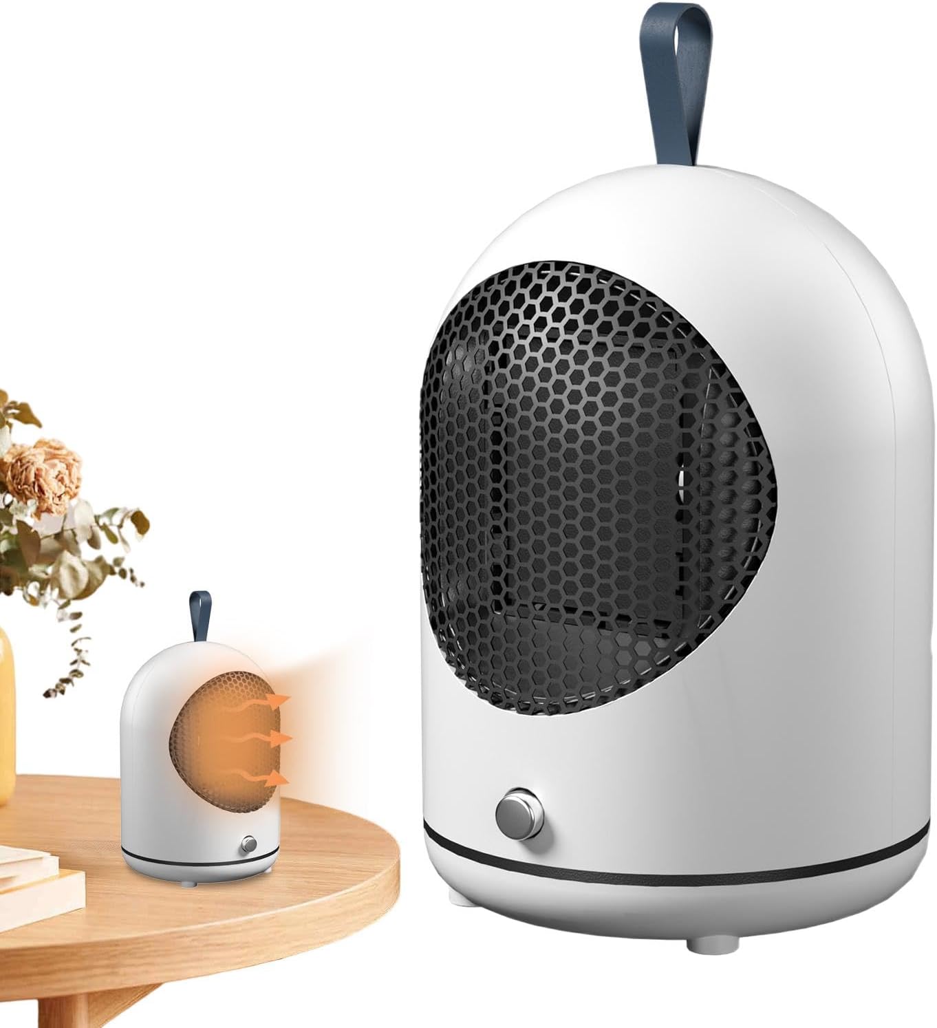 Biały, Grzejnik, Grzejnik, Mały grzejnik 500 W, Osobisty grzejnik pod biurko, Wielofunkcyjny grzejnik stołowy, Grzejnik elektryczny