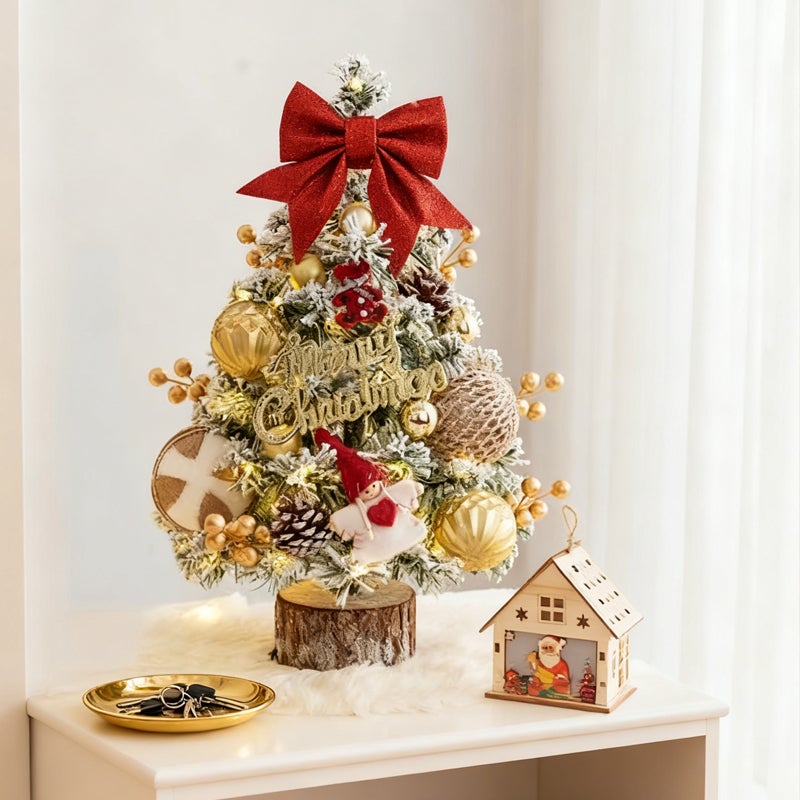 Décoration Lumineuse de Noël - Sapin Artificiel Mini 45cm avec Guirlande LED Chaude- 20led, Décoration de Table, Bureau ou Étagère - 6