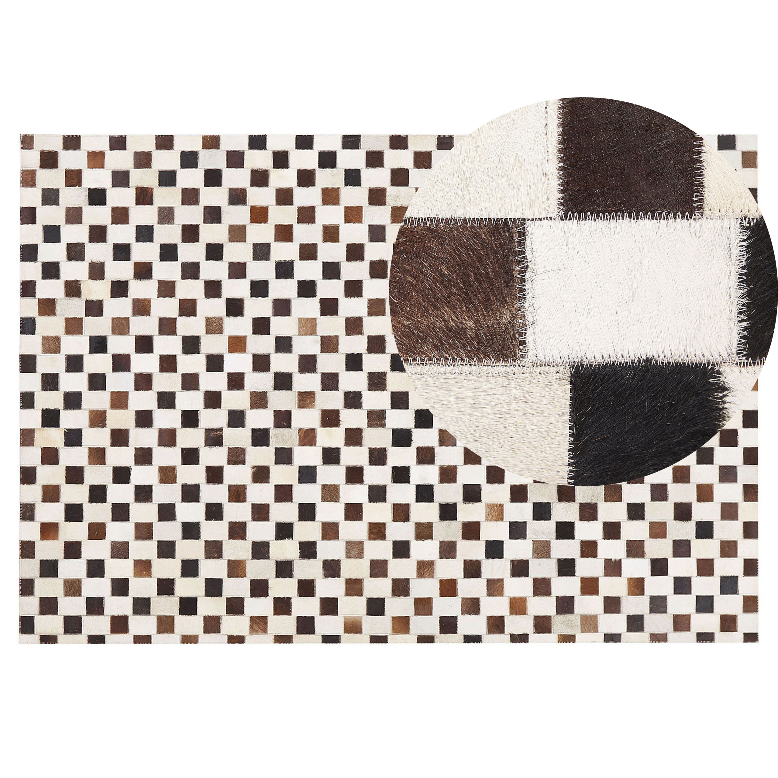 Beliani alfombra de piel de vaca marrón/beige claro 140 x 200 cm kayabey
