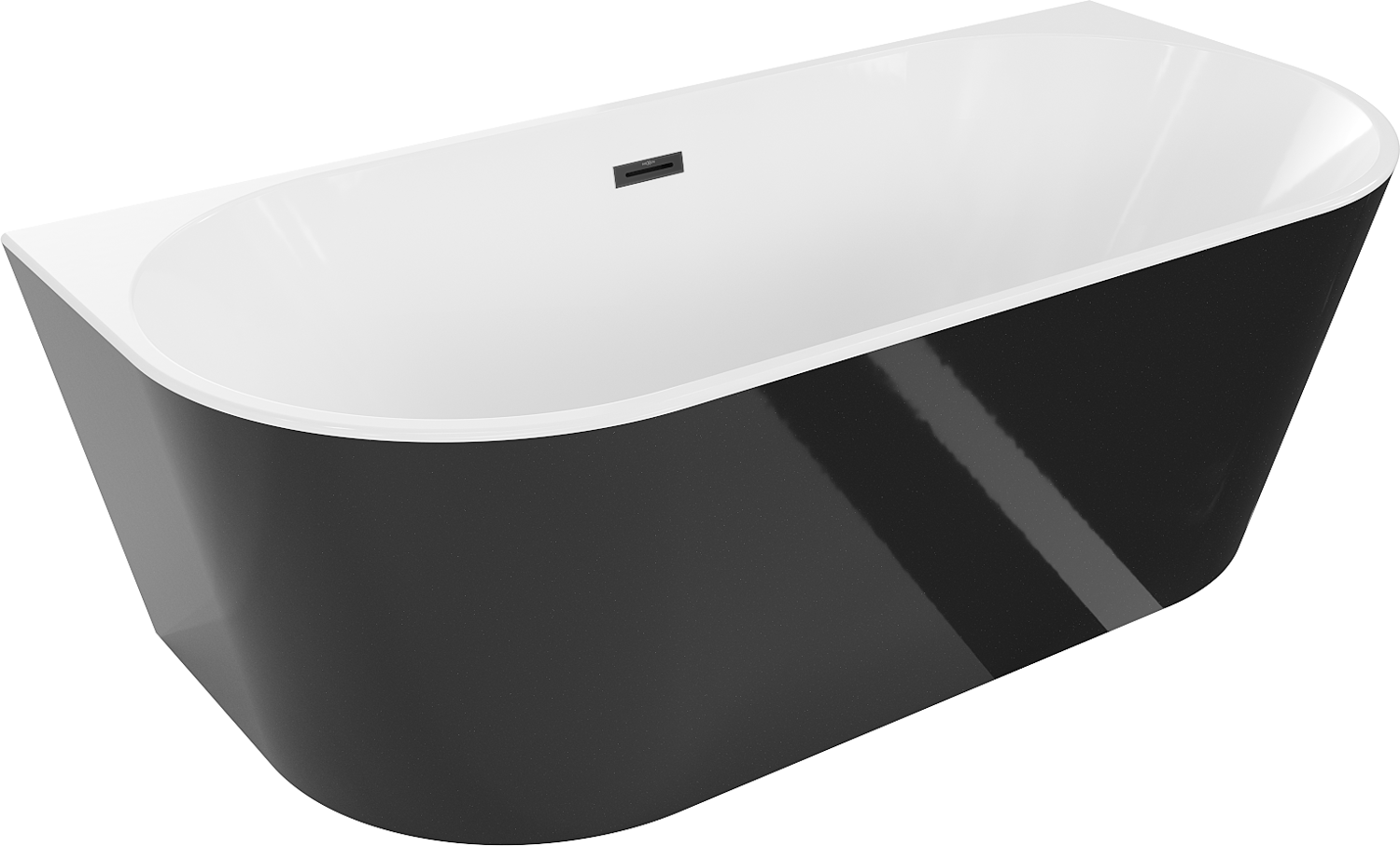 Mexen Oval wanna wolnostojąca przyścienna 160 x 80 cm, biała/czarna, przelew czarny - 52671608075-70