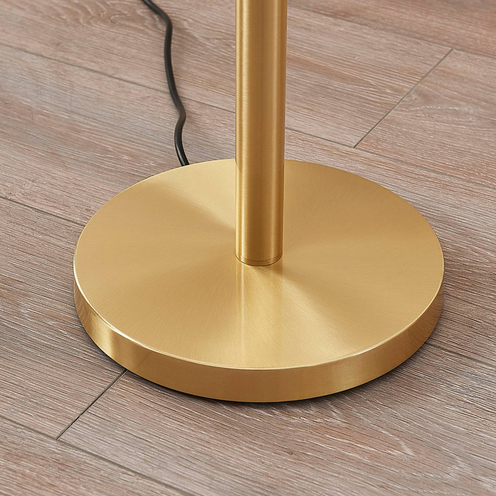 Lampadaire Lindby Ignacia, couleur laiton, verre, 180 cm, E27, lampe sur pied, lampe de salon sur pied, lampadaire éclairage indirect, lampadaire - 6