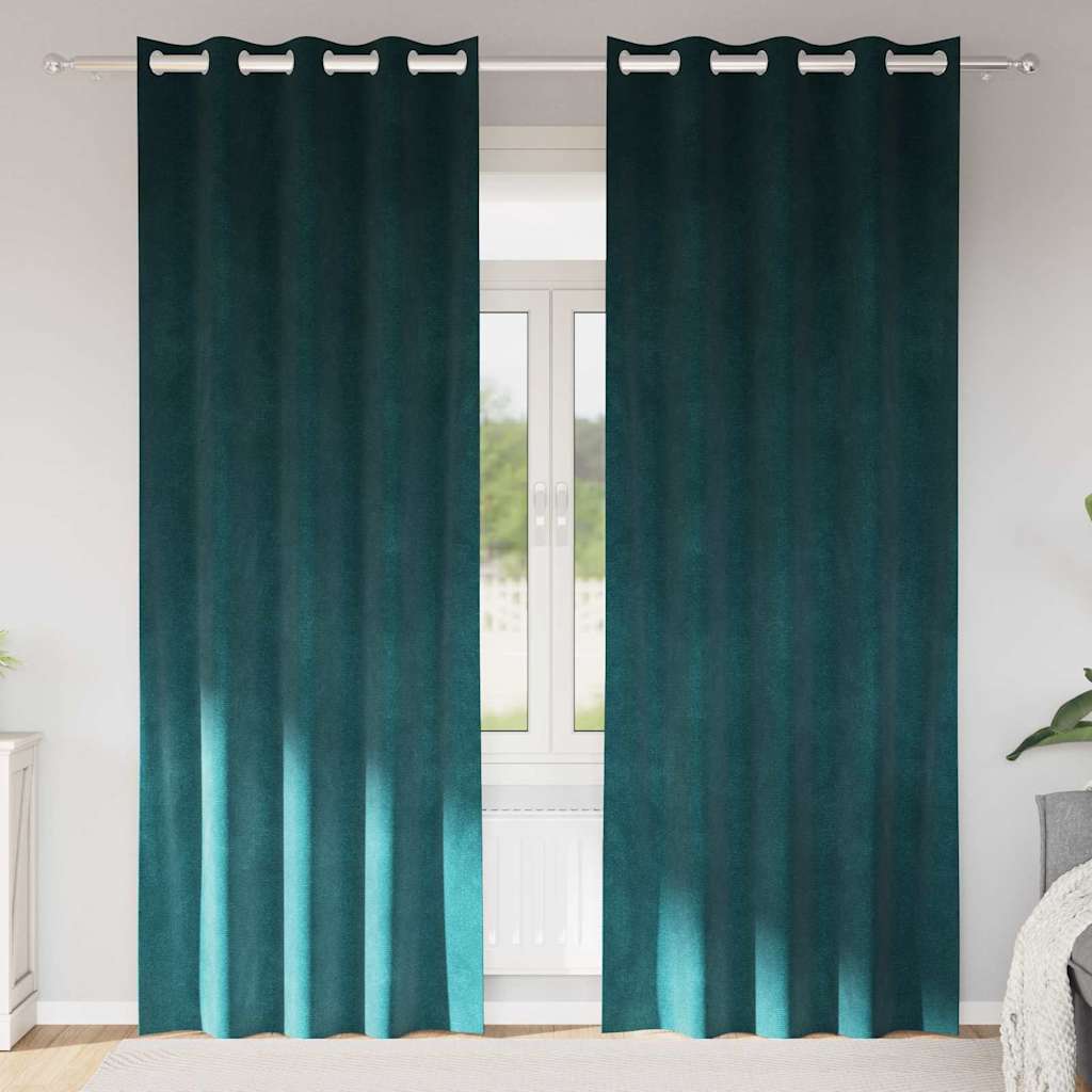 Zasłony zaciemniające 2 pcs Ciemna zieleń 140 x 225 cm Aksamit vidaXL