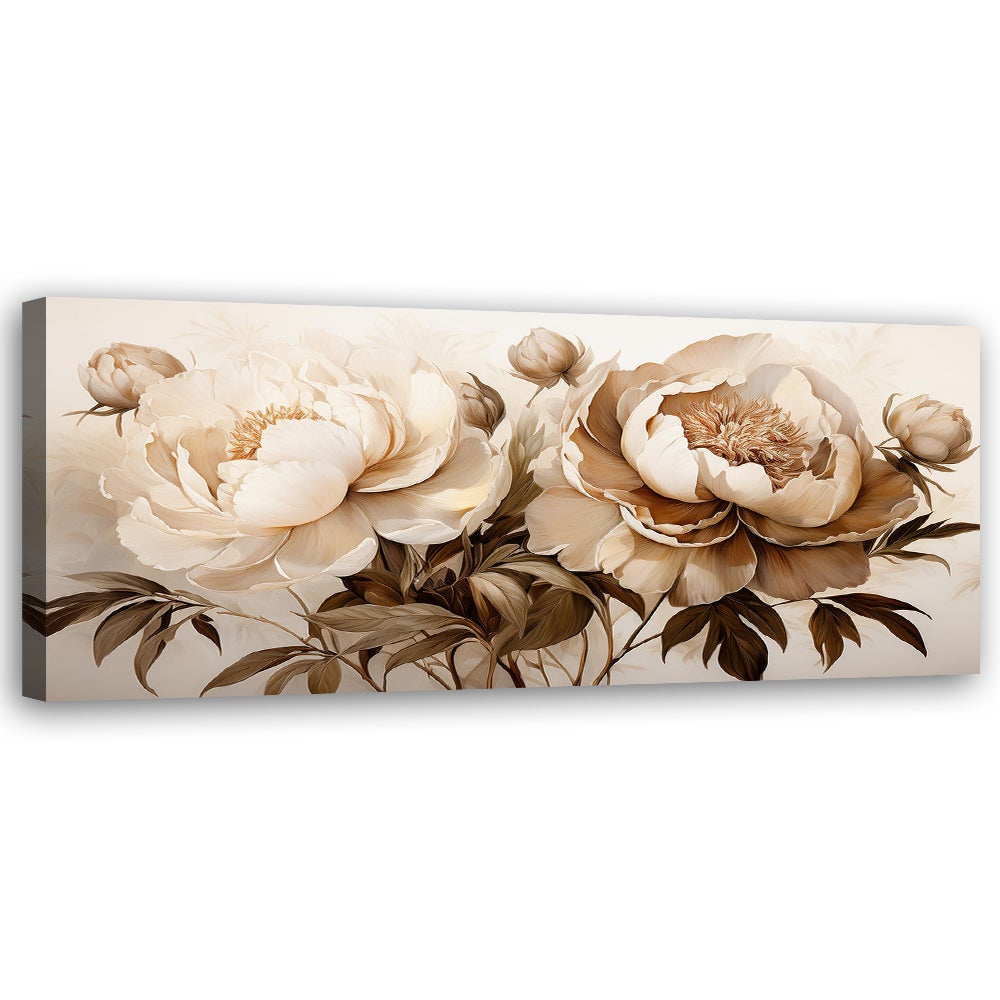 Peinture sur toile, Pivoines Pivoines Fleurs en beige 150x50 Leroy Merlin — free download