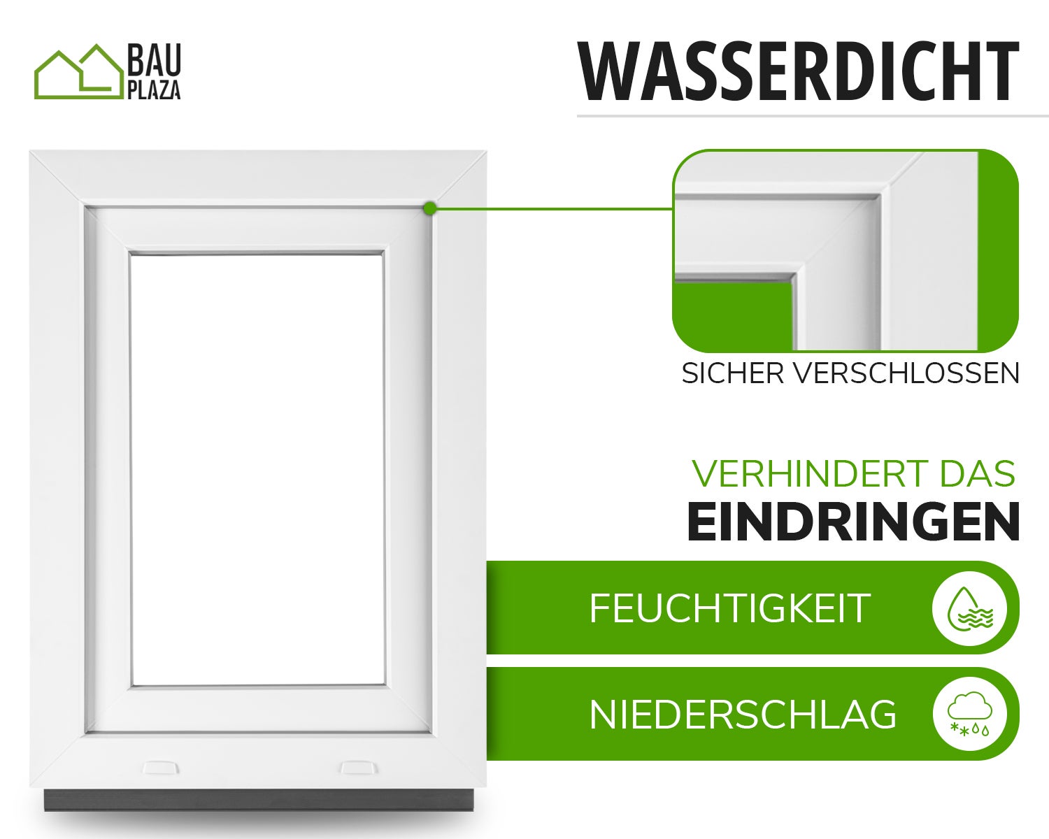 BauPlaza - Fenêtre PVC 40 x 50 cm d'ouverture Droite double vitrage Toutes les tailles blanc Largeur x Hauteur 400 x 500 mm Oscillo-battant - 7