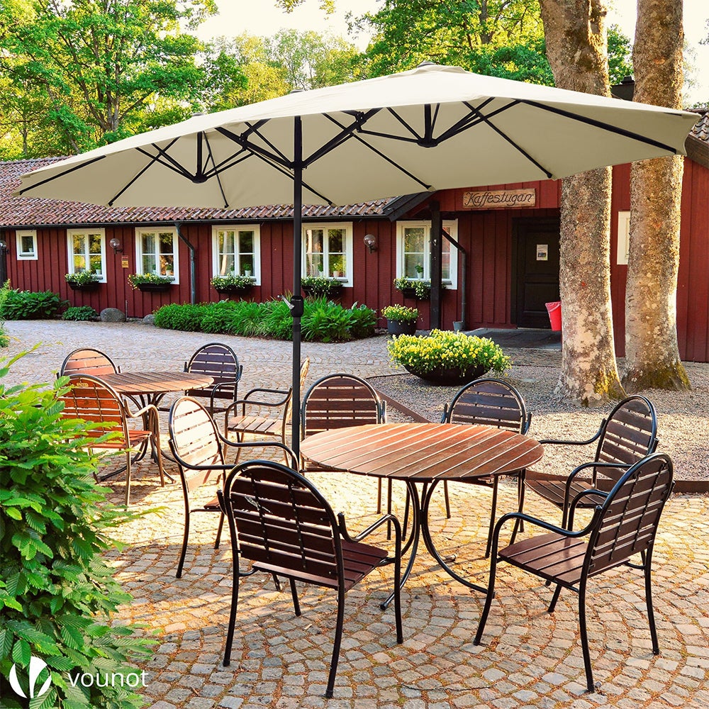 Parasol Jardin Double Aluminium 270 x 460 cm beige VOUNOT® - 5