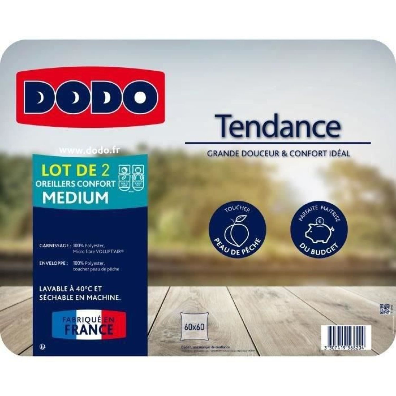 2 oreillers blanc 60 x 60 cm garnissage 100% polyester fibre creuse siliconée - Dodo - 4