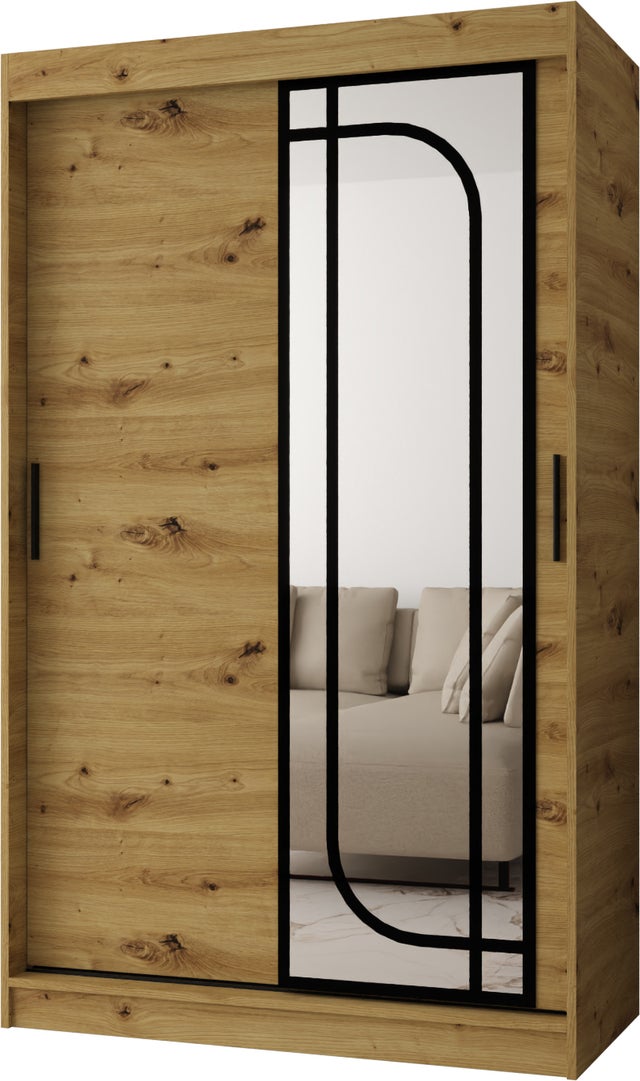 Szafa przesuwna z lustrem ALABAMA 120 x 62 x 200 artisan + u. czarny