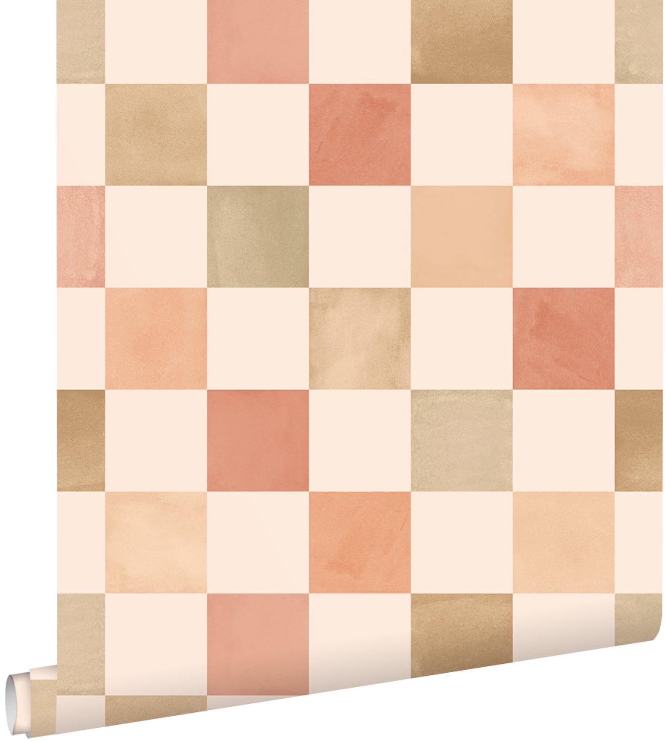 Tapeta motyw kratki beżowymIterakota - 50 x 900 cm - ESTAHOME