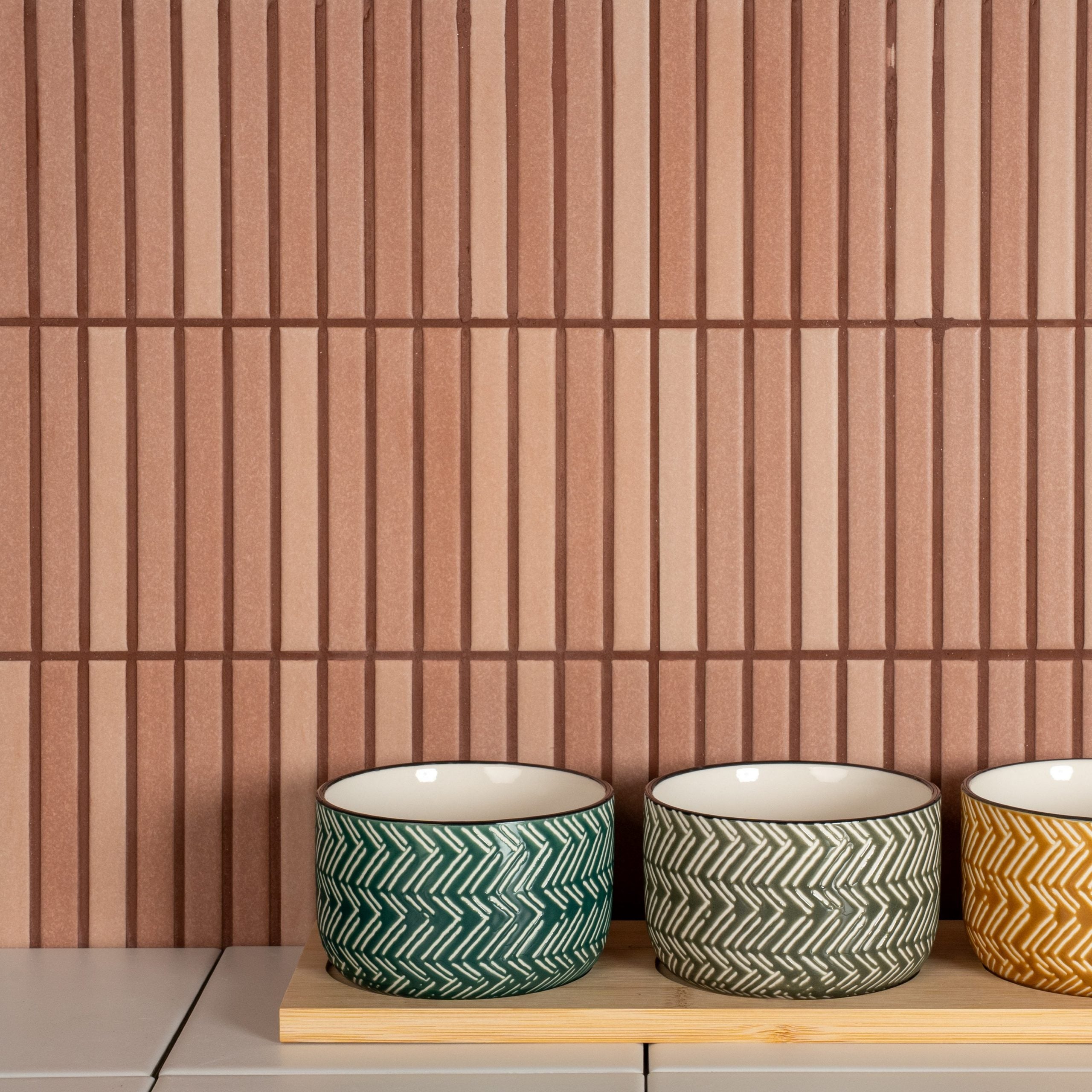 Matowa porcelanowa okładzina z efektem reliefu, czerwona Roku Red 11,5x23 cm