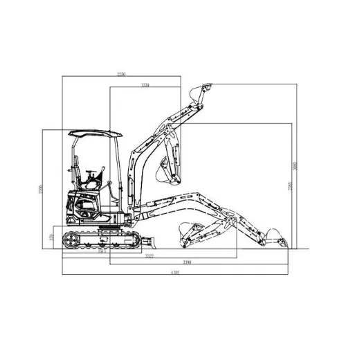 Mini-pelle professionnelle 1,8T SJW-18 PRO - Diesel 24CV - 6