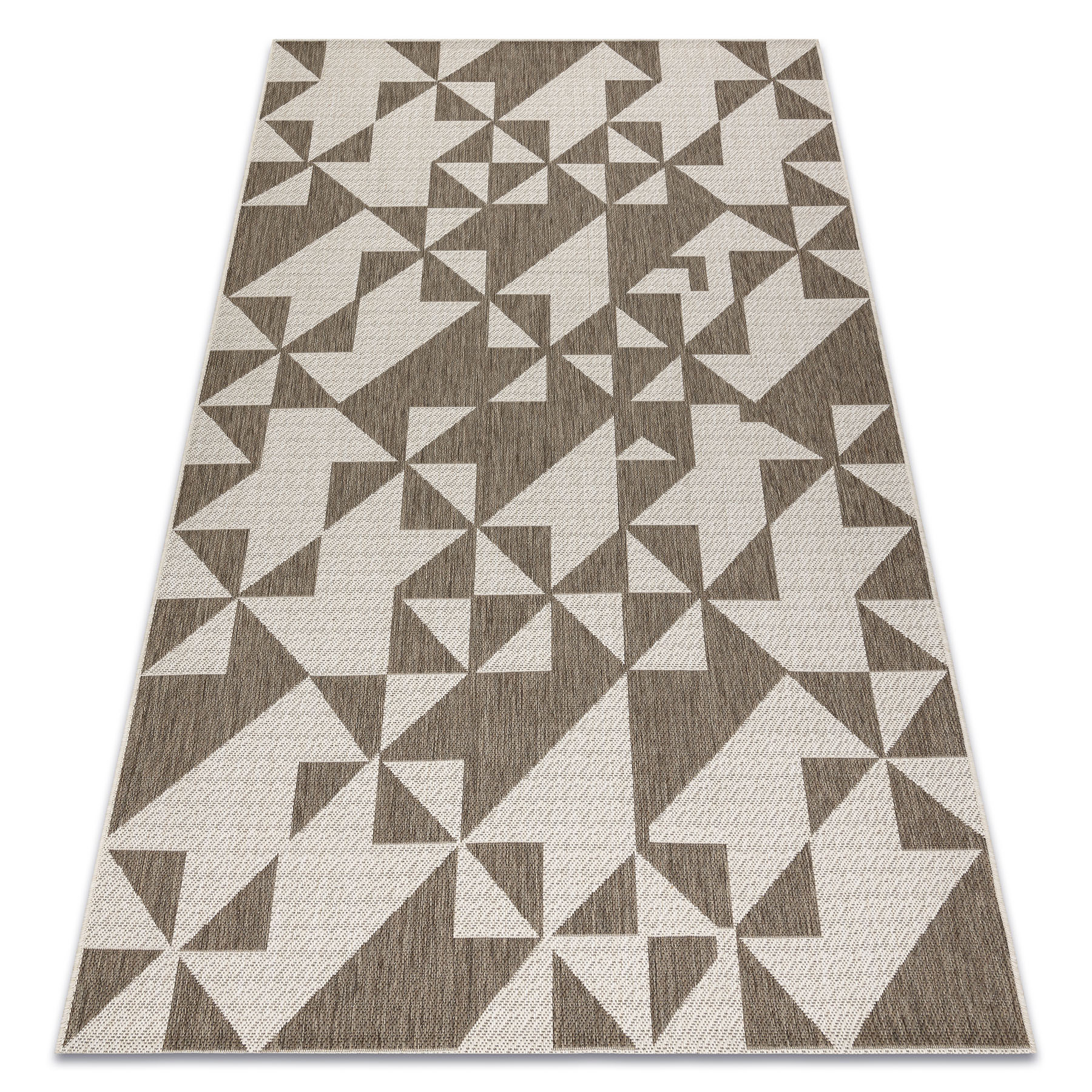 Alfombra de cuerda sisal floorlux 20489 triángulos color champagne/gris pardo 80x150 cm