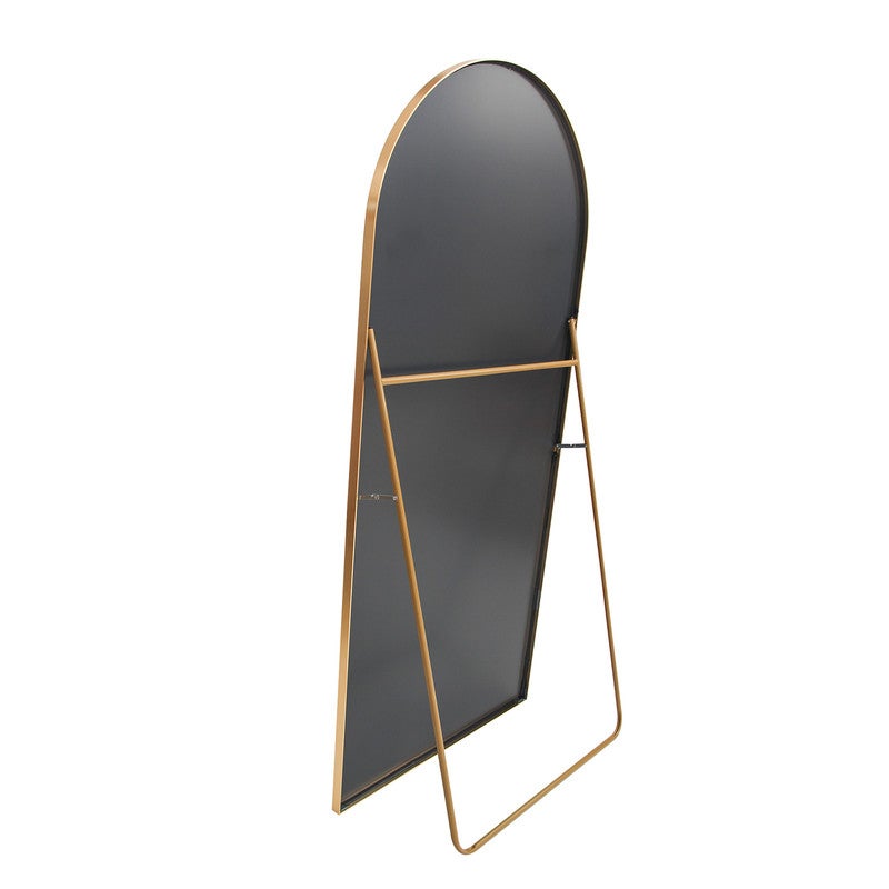 Miroir sur pied, 162x53cm, cadre en alliage d'aluminium, verre trempé, miroir arche, dorée - 9
