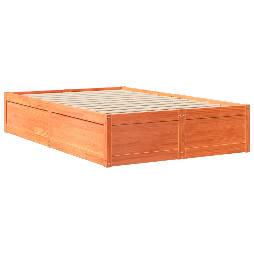 Lit avec matelas, bois massif de pin, cire marron, pour la chambre, 120 × 200 cm - 5