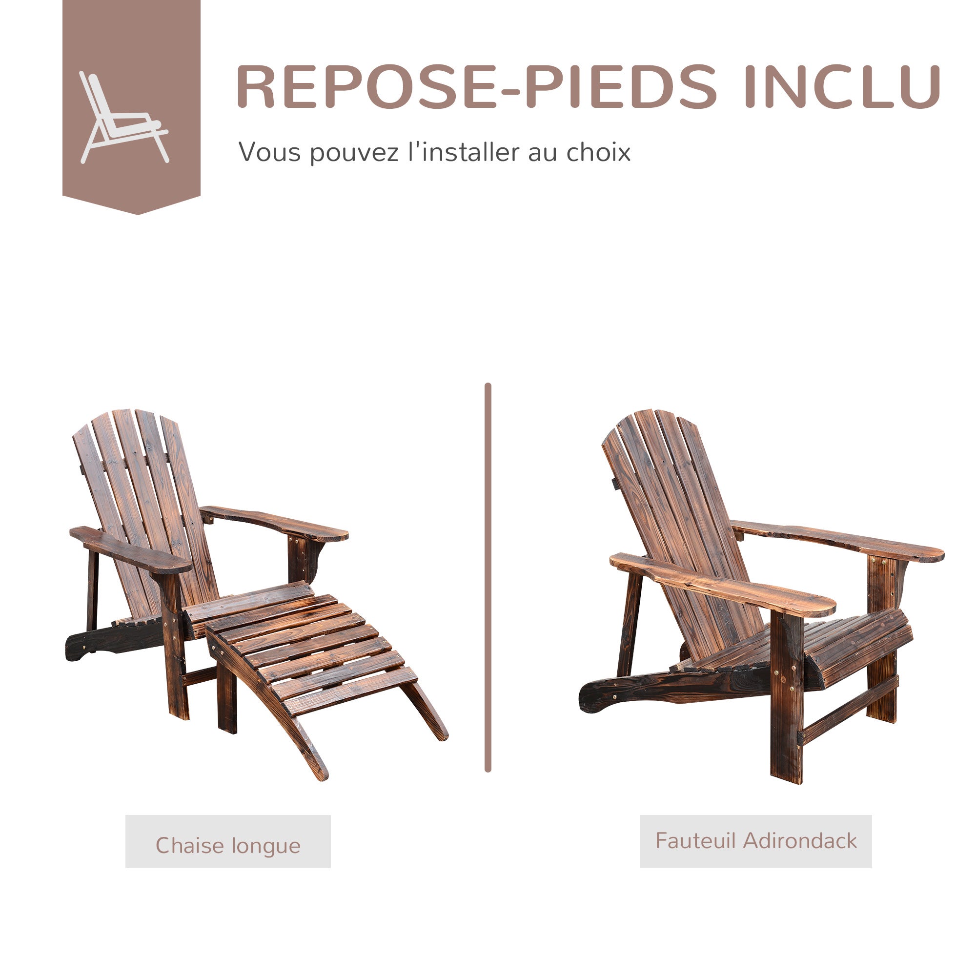 Adirondack fauteuil de jardin avec repose-pied - 4