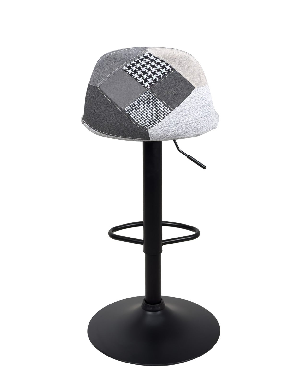 Lot 2 tabourets de bar design siège rembourré patchwork multicolore tissu, pivotant, hauteur réglable SIG (patchwork gris) - 5