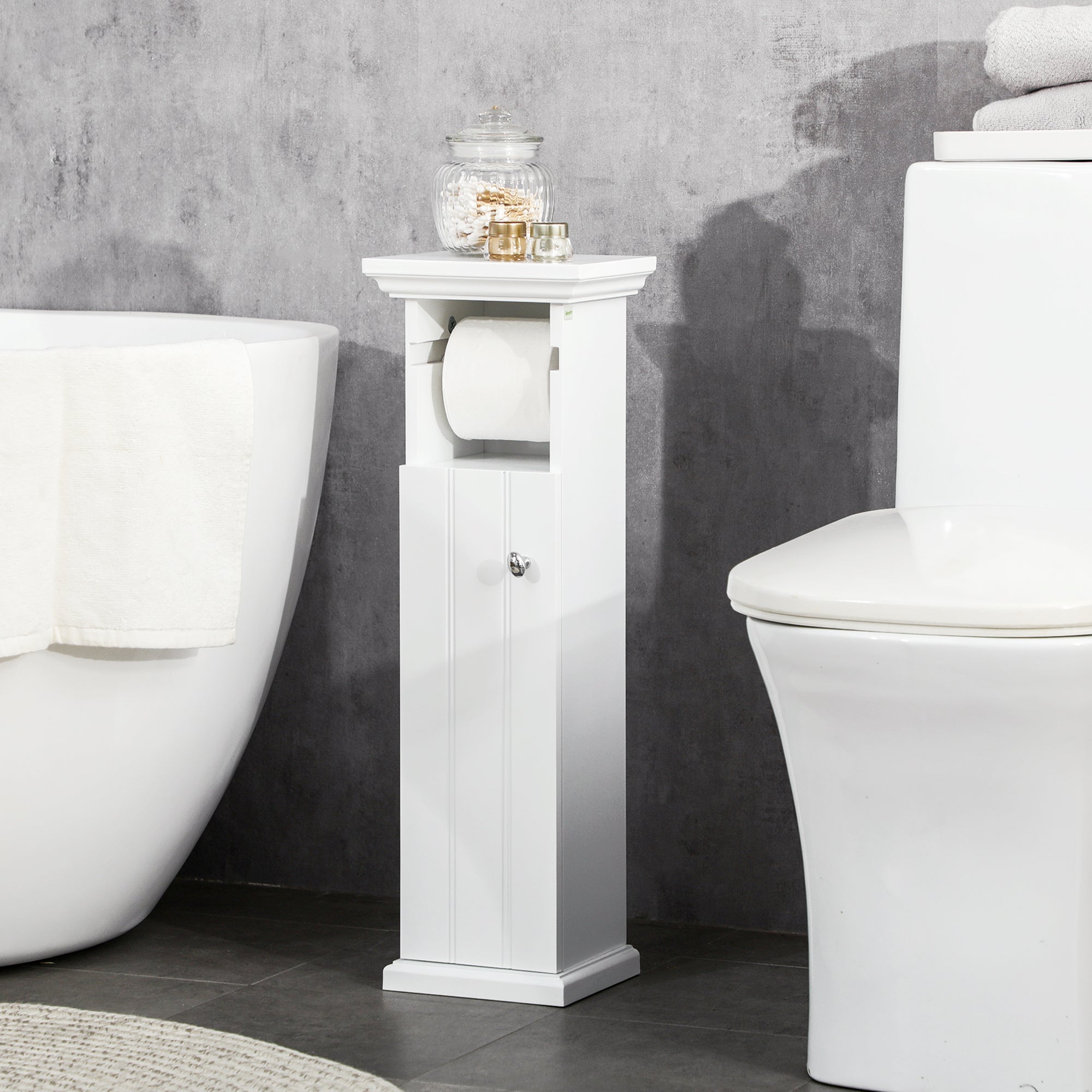 Meuble de salle de bain support papier toilette avec placard et sortie ...