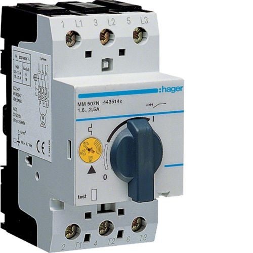 Hager mm507n interruttore salvamotore 1 6-2 5a 2 5 moduli din