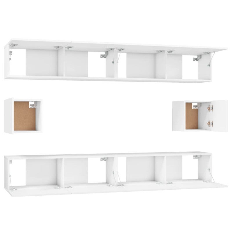 set-di-mobili-porta-tv-6-pz-bianco-in-legno-multistrato-4 - 5