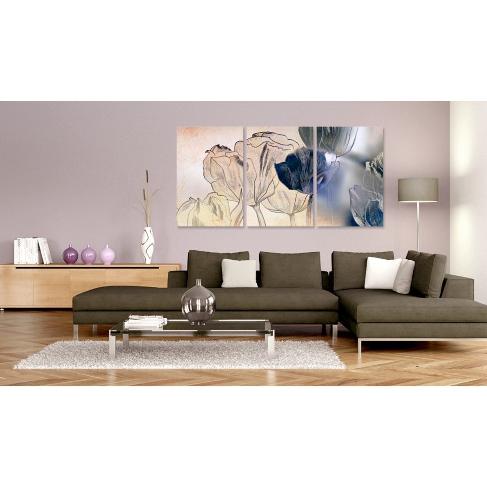 Tableau croquis de tulipes - 120 x 60 cm - 2