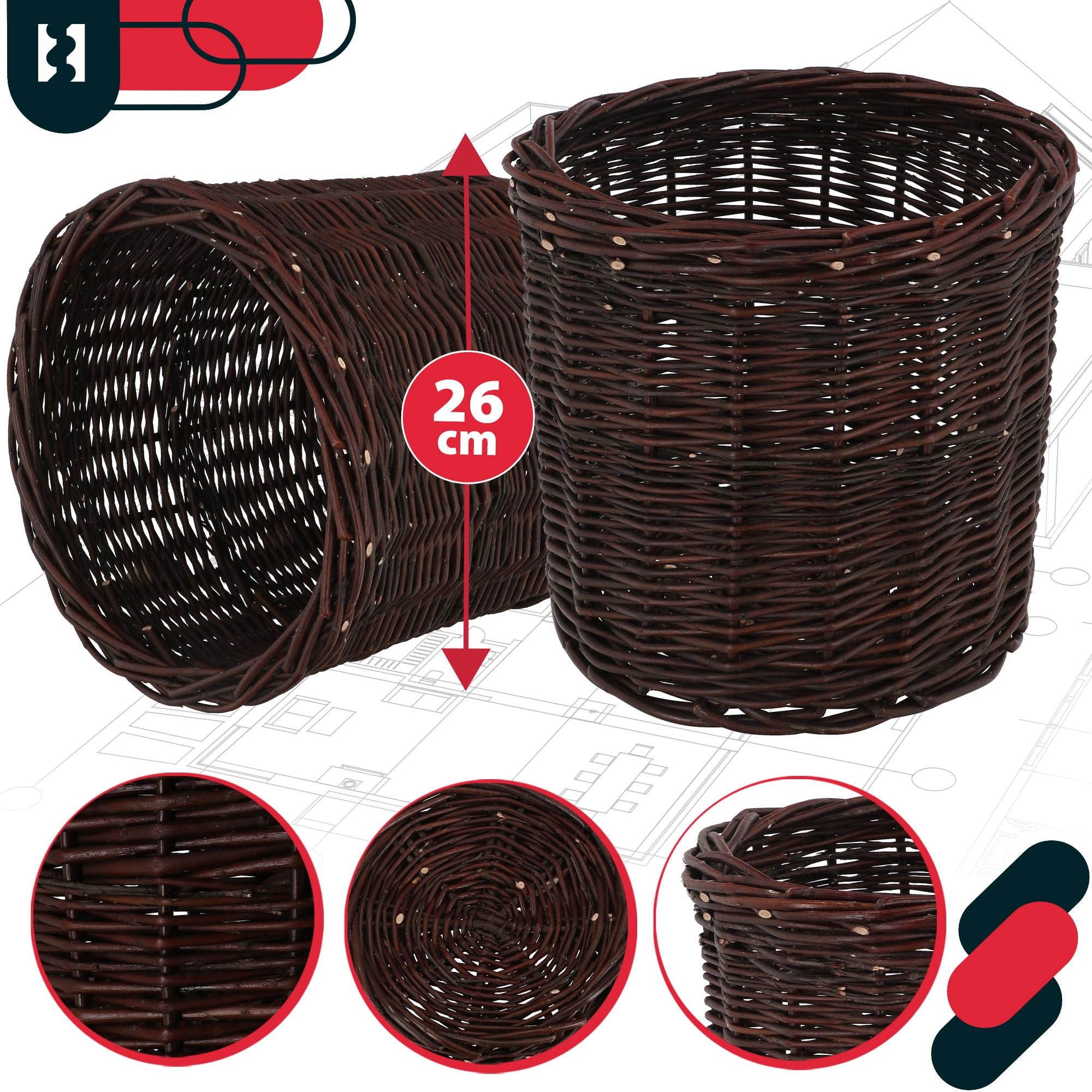 2x osłonka wiklinowa naturalna doniczka pleciona fi28 koszyk kwiaty rośliny - KOTARBAU - 5