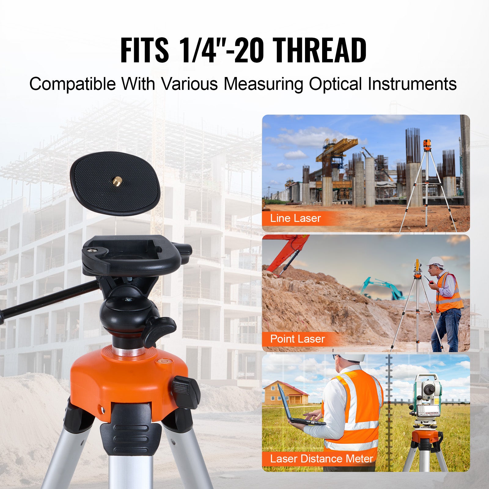 Trépied de niveau laser,support fileté VEVOR 1/4 x 20,réglage de la hauteur de 27,36