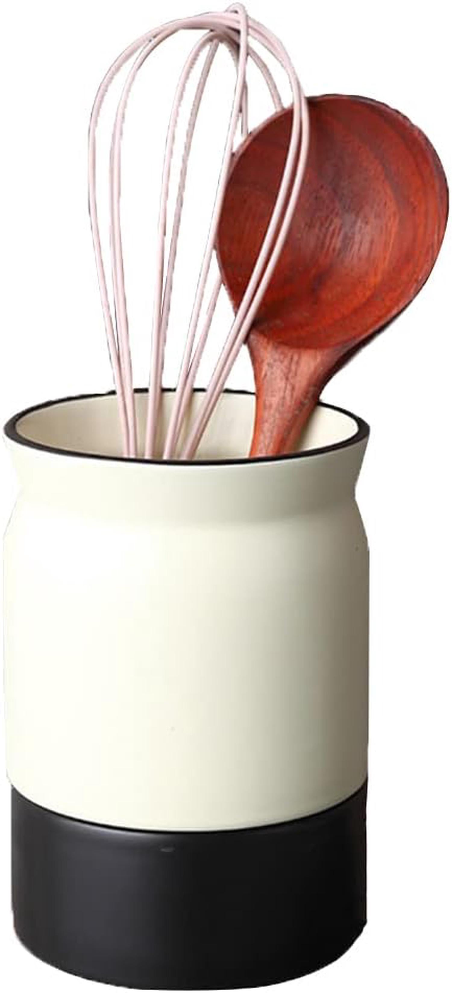 Pot à Ustensiles De Cuisine En Céramique Avec Trous De Drainage - Porte-couverts, Baguettes - Hauteur 10,4 Cm, Design Amovible