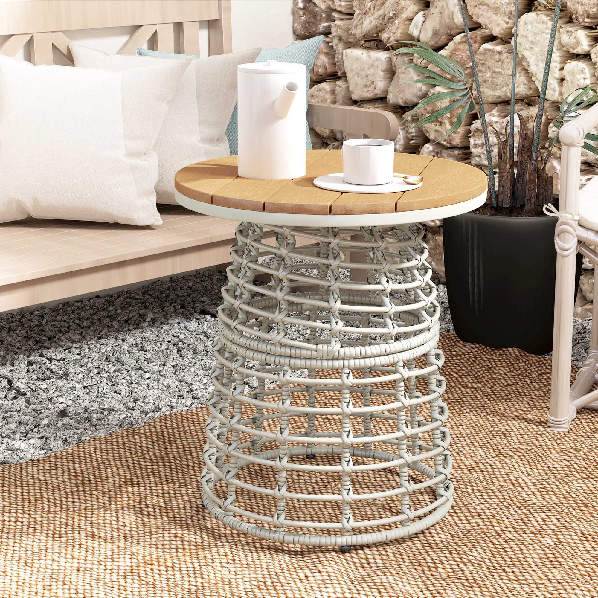 Table de jardin Résine tressée imitation rotin Outsunny - 2