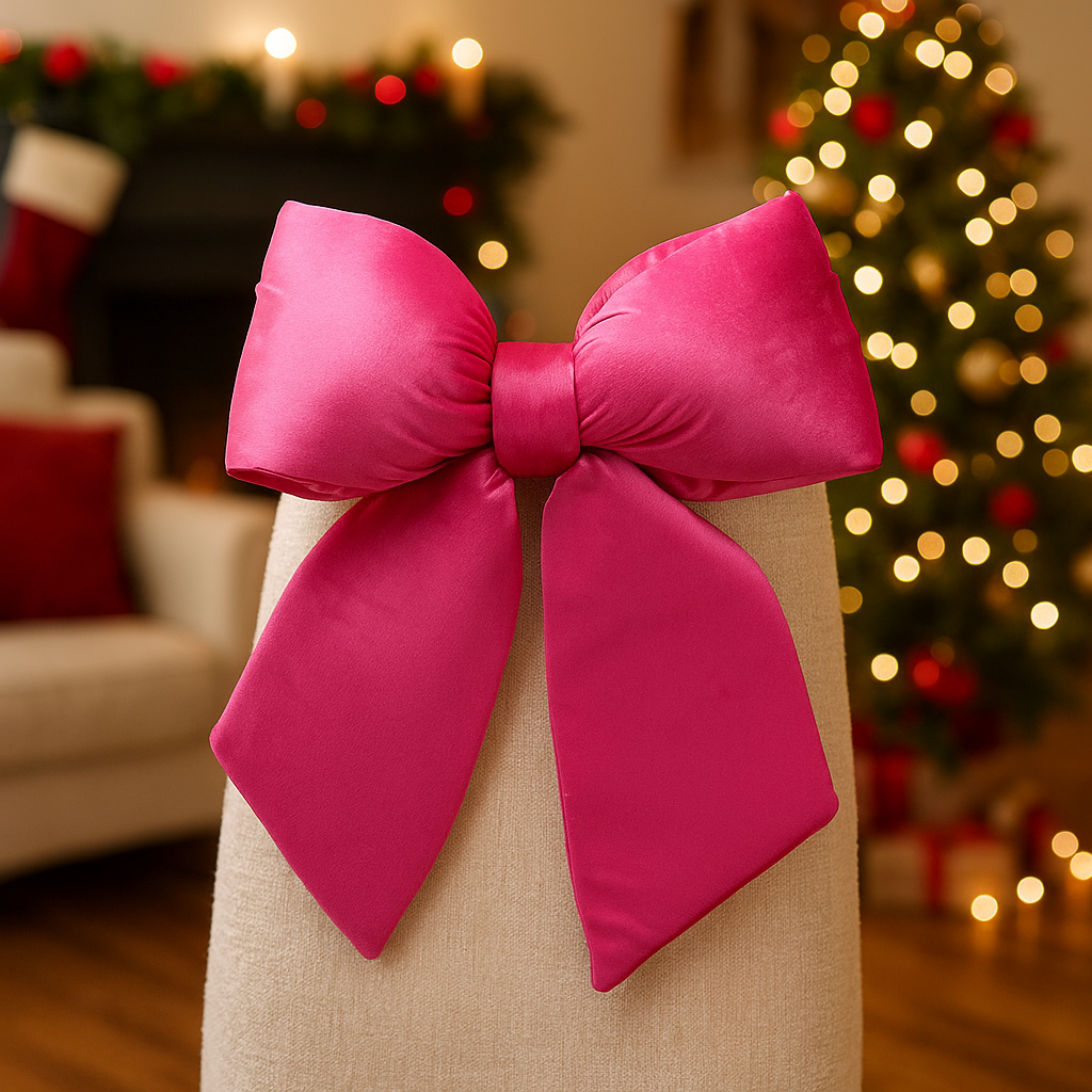 Nœud en velours fuchsia pour décorations de Noël Hauteur 48 cm - 3