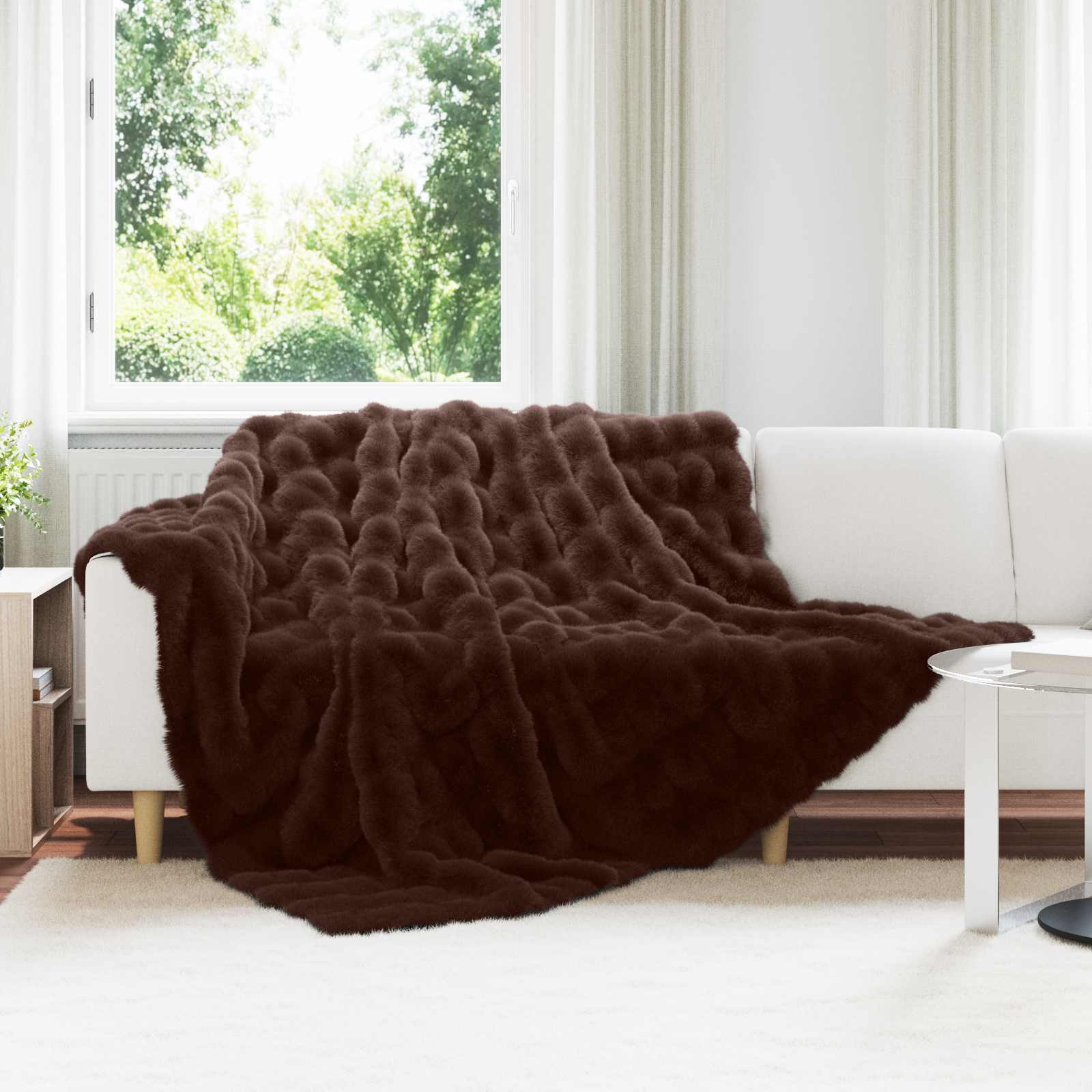 Couverture En Peau D'agneau 200x160 Cm - Patchwork Fourrure Douillette Handmade