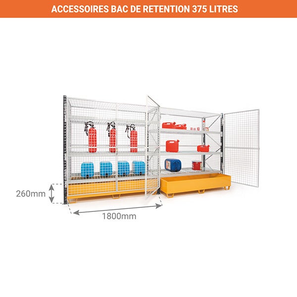 Rayonnage grillagé et verrouillable - 3 niveaux - Module suivant - 2500x1800x800mm - RAYGRIL/3N/2580/S - 5