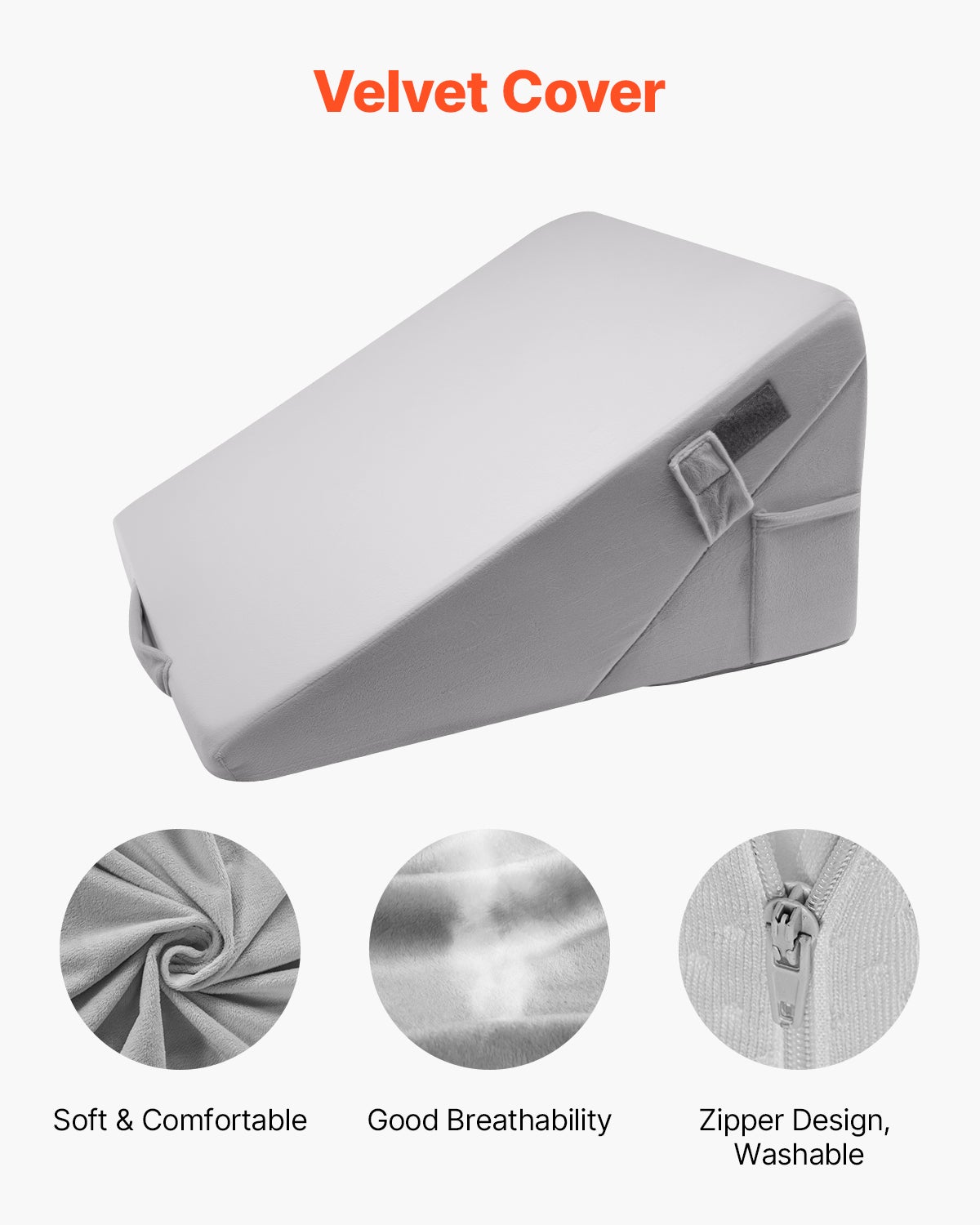 Coussin Incliné Lit,VEVOR Oreiller Orthopédique Réglable,Rembourrage Mousse,Housse Lavable,Coussin de Lecture Lit pour Soulagement Reflux Acide - 3