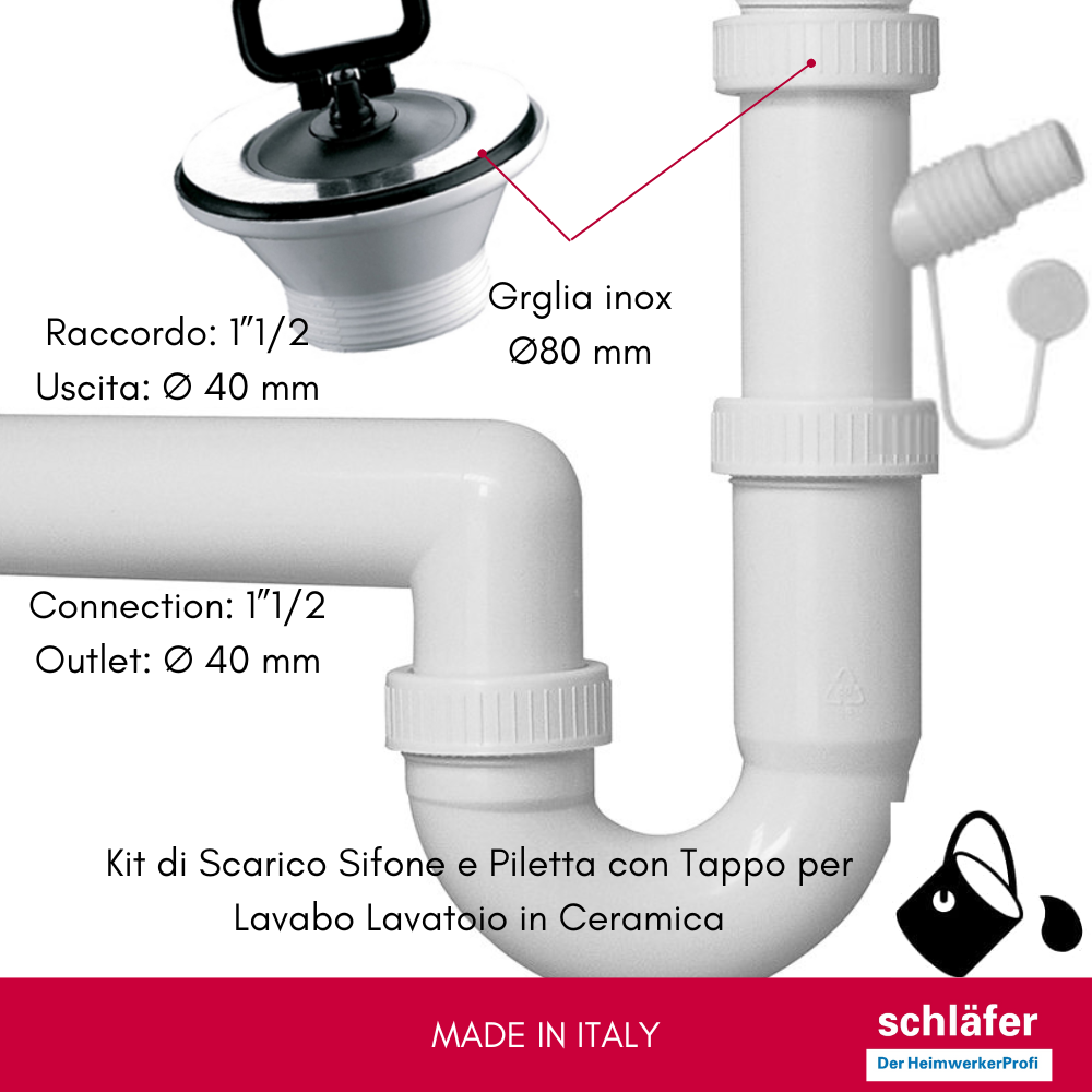 4395026 Schläfer | Raccordement lave-vaisselle Siphon pour évier, Kit de vidange de siphon universel G 1