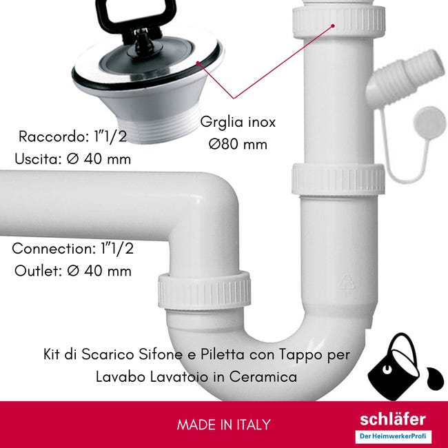 Siphon SPB10 – Avec raccord appareil – Évacuation pour plonges à 1 bassin Siphon SPB10 – Avec raccord appareil – Évacuation pour plonges à 1 bassin