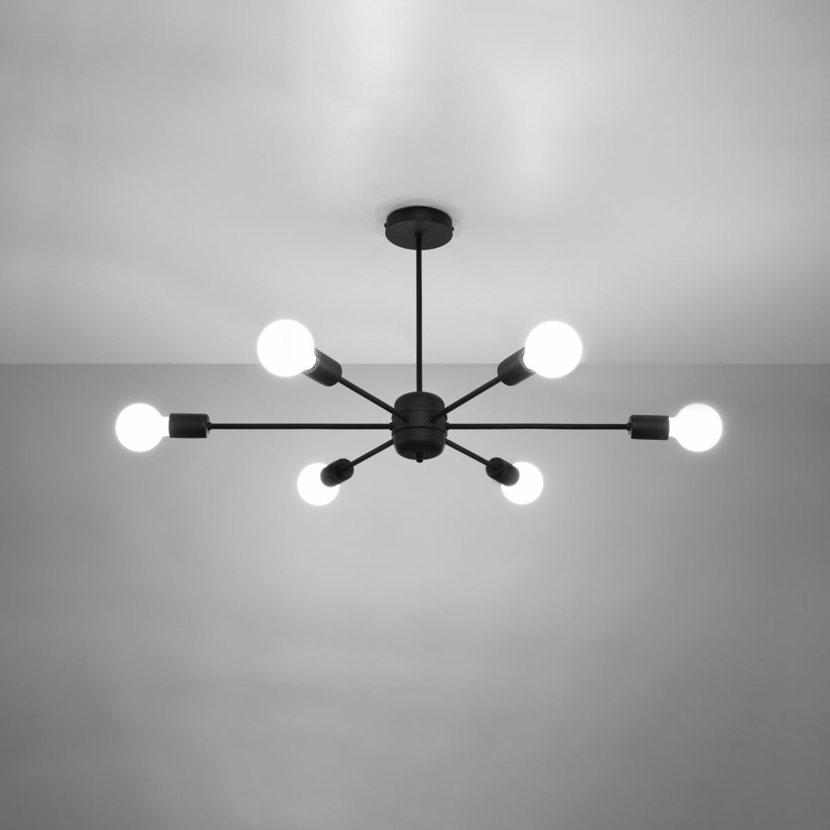 Żyrandol LINGORO 6 czarny LED 3000K - 86.5x68x46cm Sollux