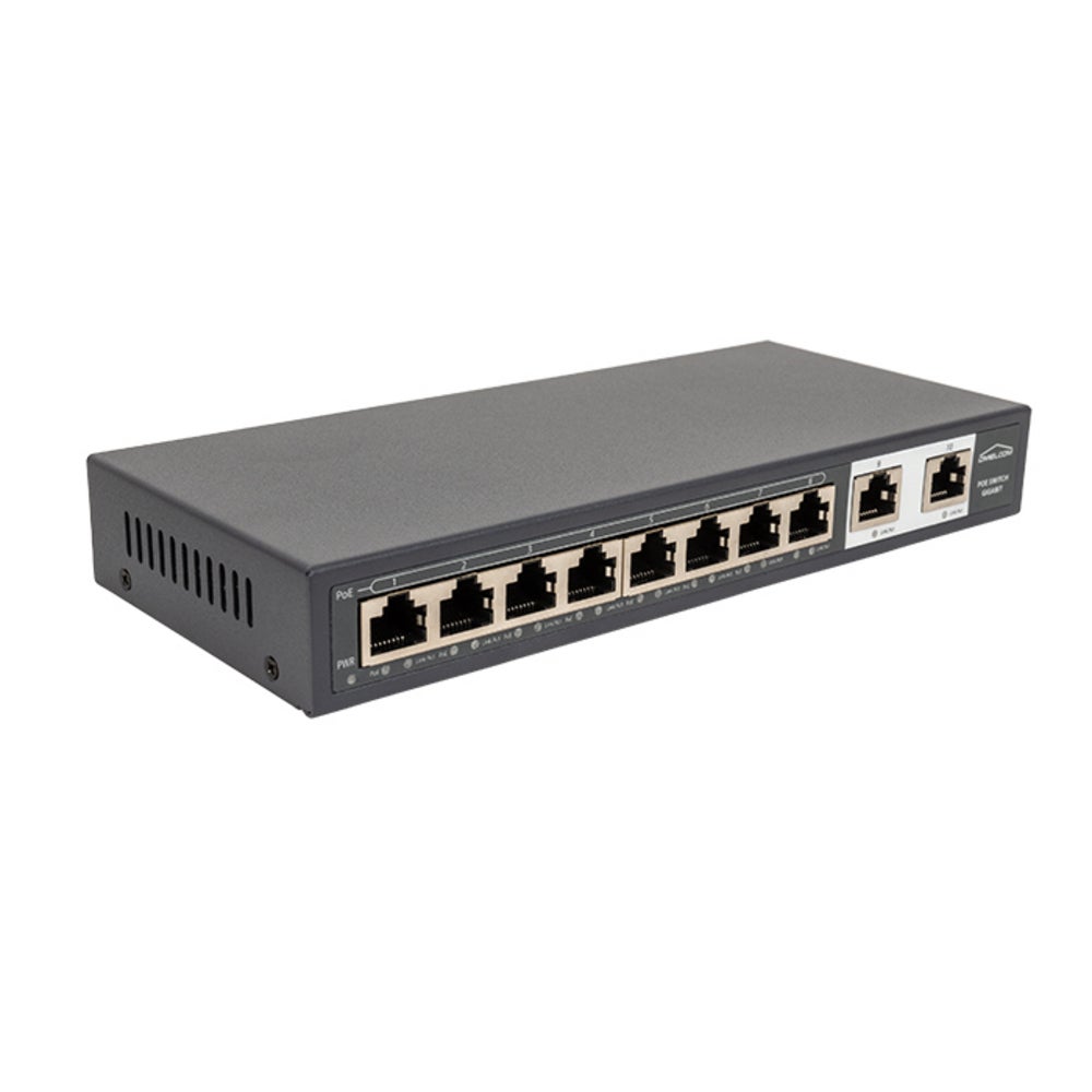 Switch Ethernet BATILEC BATI START, 10 ports Gigabit, 8 ports PoE 120W, alimentation 100-240V, compact noir, 210x90x28 mm, 1 kg - 5